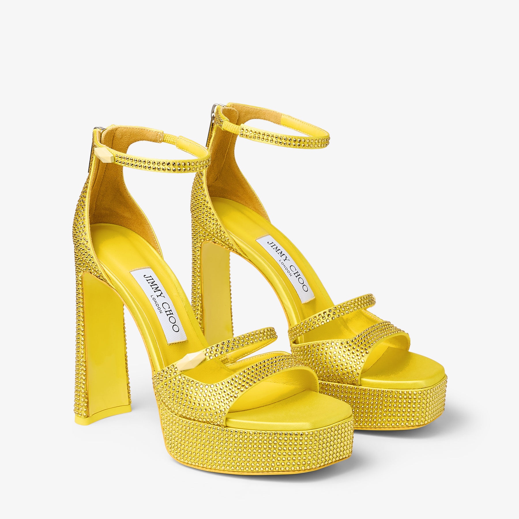 Claressa Platform 125
Canary Satin Crystal Platform Sandals - 2