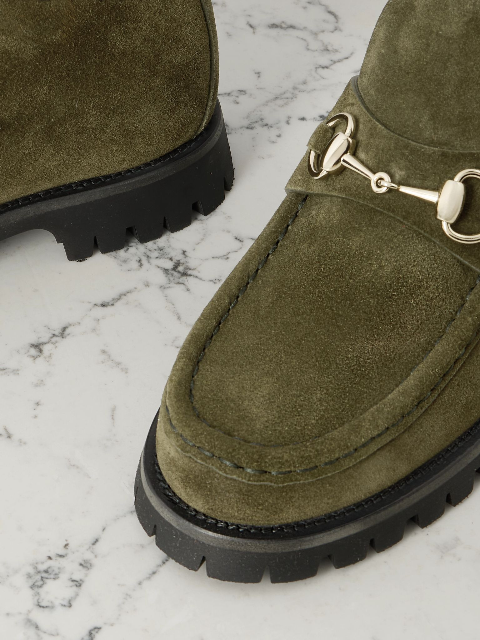 Sylke horsebit-detailed suede ankle boots Green - 4
