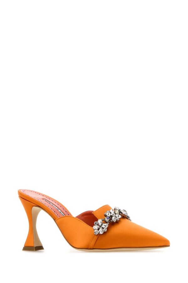 Orange satin Permu mules - 2