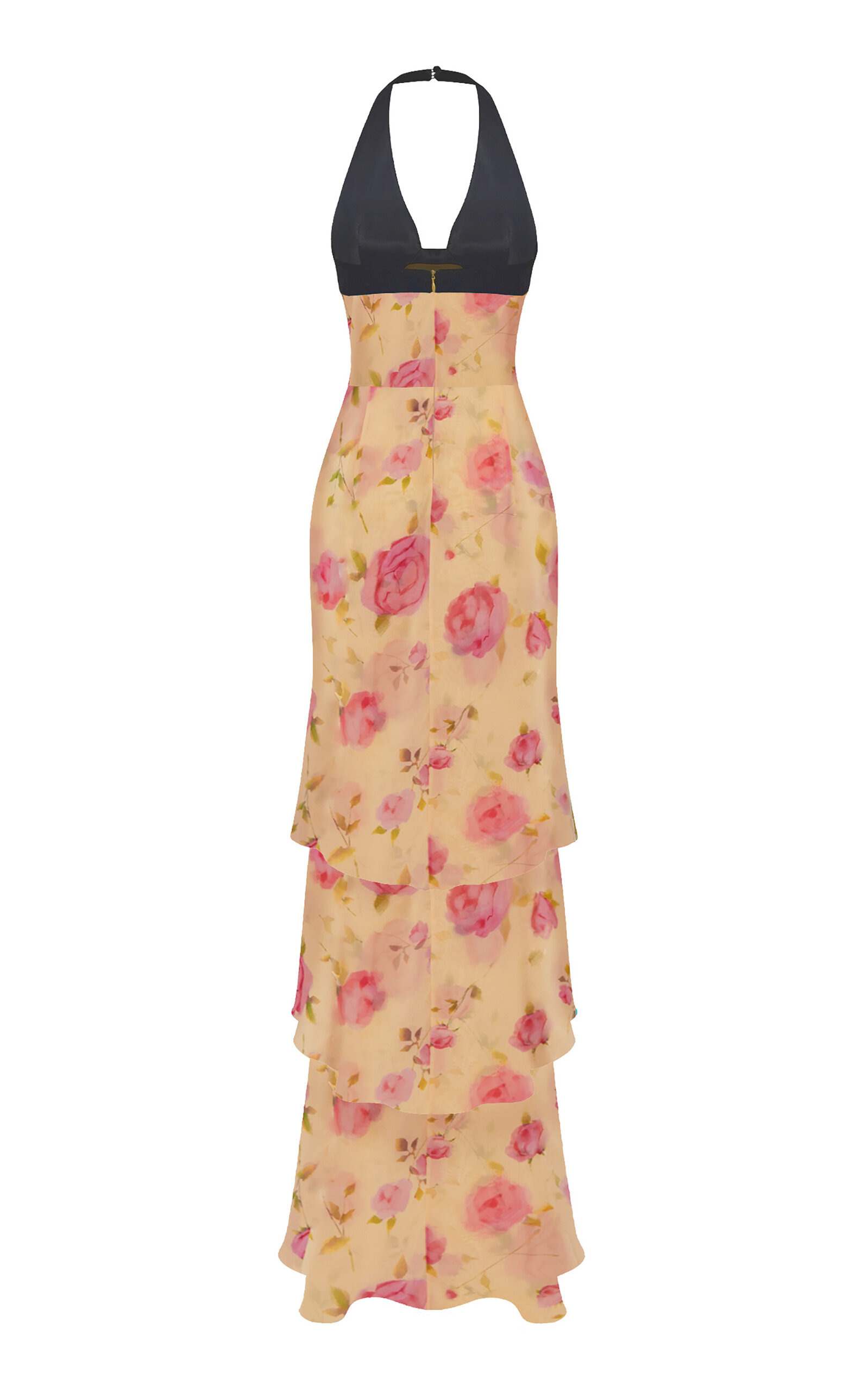 Bow-Detailed Chiffon & Velvet Maxi Dress yellow - 2