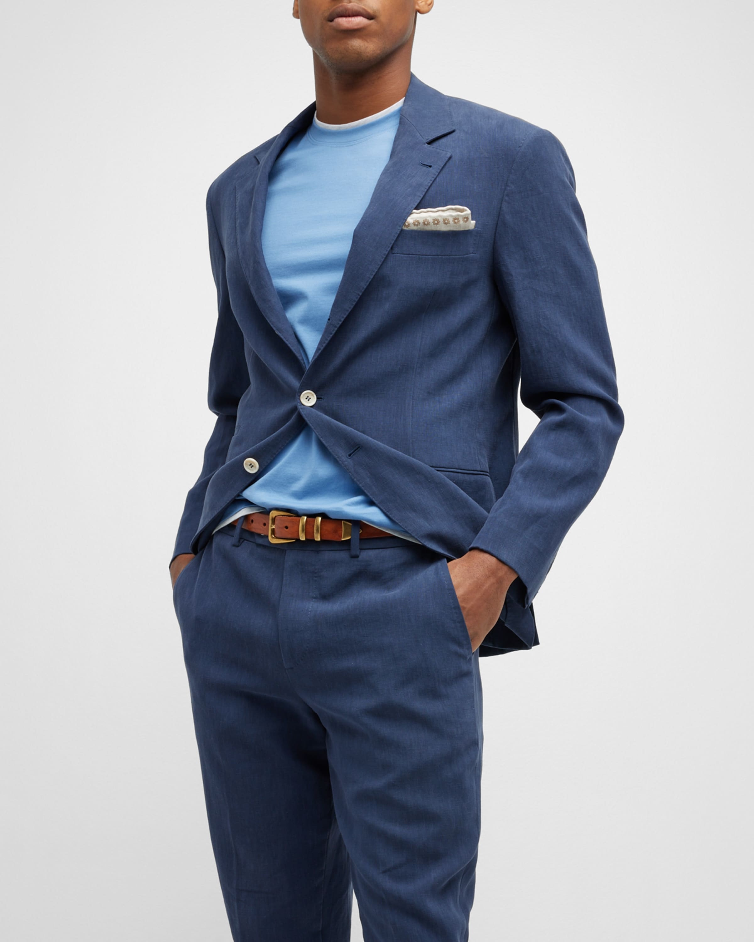 Men's Solid Linen Suit - 1