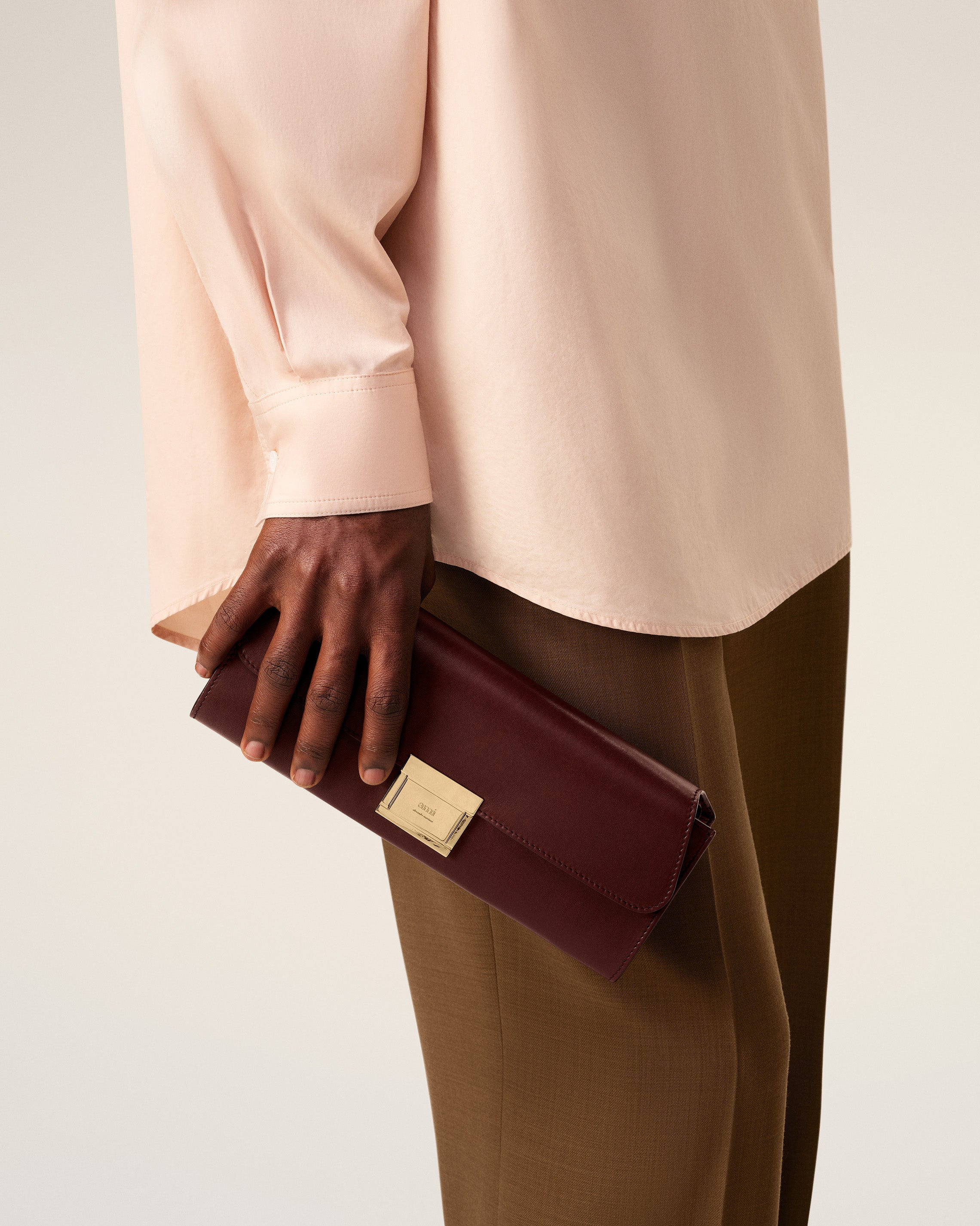 BURGUNDY SMOOTH LEATHER MIMI POUCH - 7