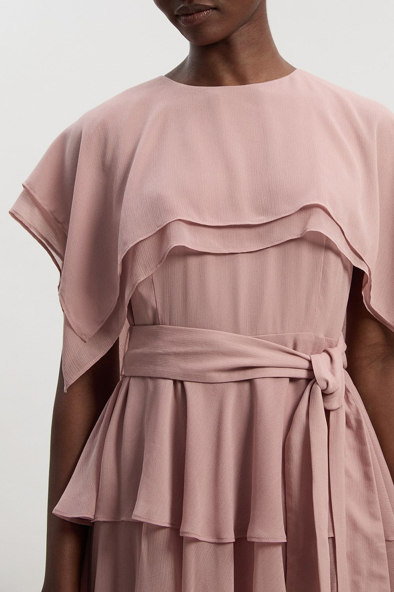 KAREN MILLEN Ruffle detail chiffon woven maxi dress outlook