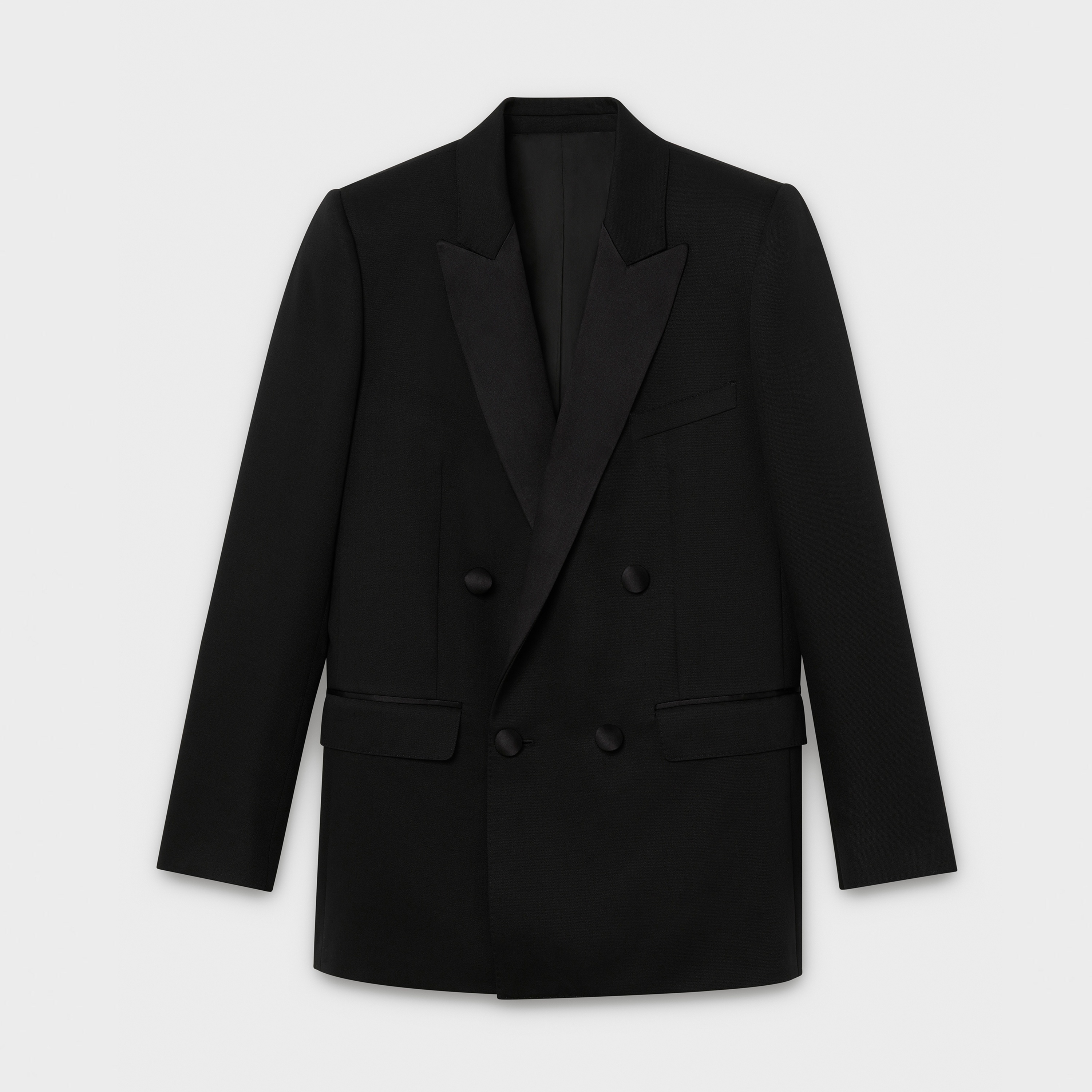 LONG JACKET IN TUX GRAIN DE POUDRE - 1