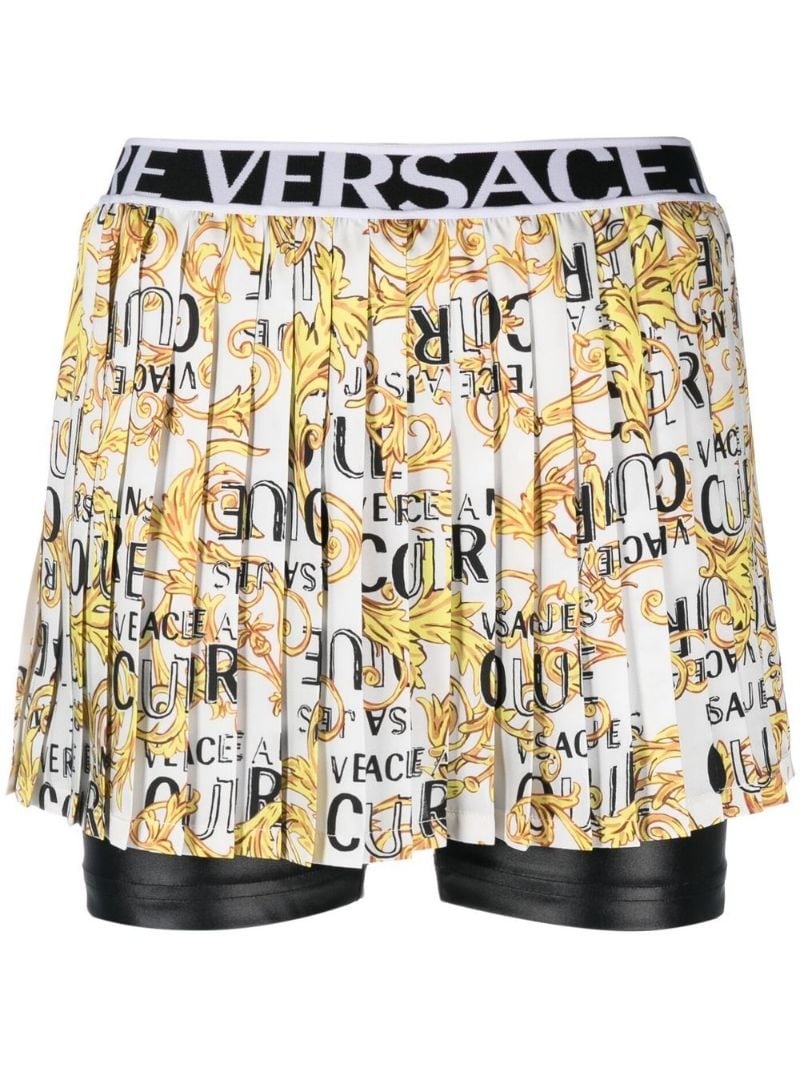 logo-waistband pleated shorts - 1