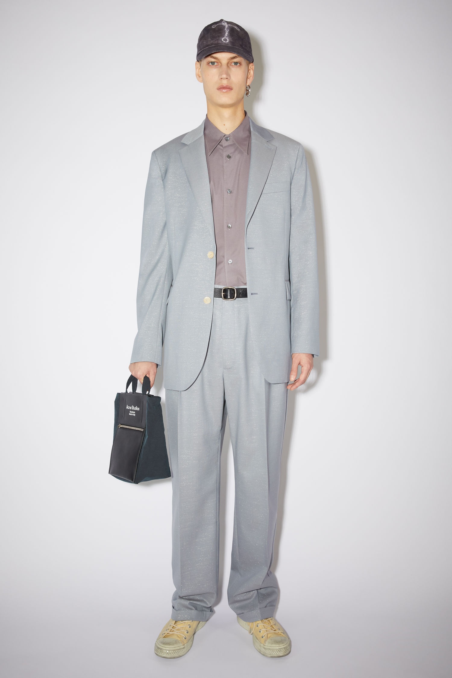 Lurex suit jacket - Dusty blue - 2