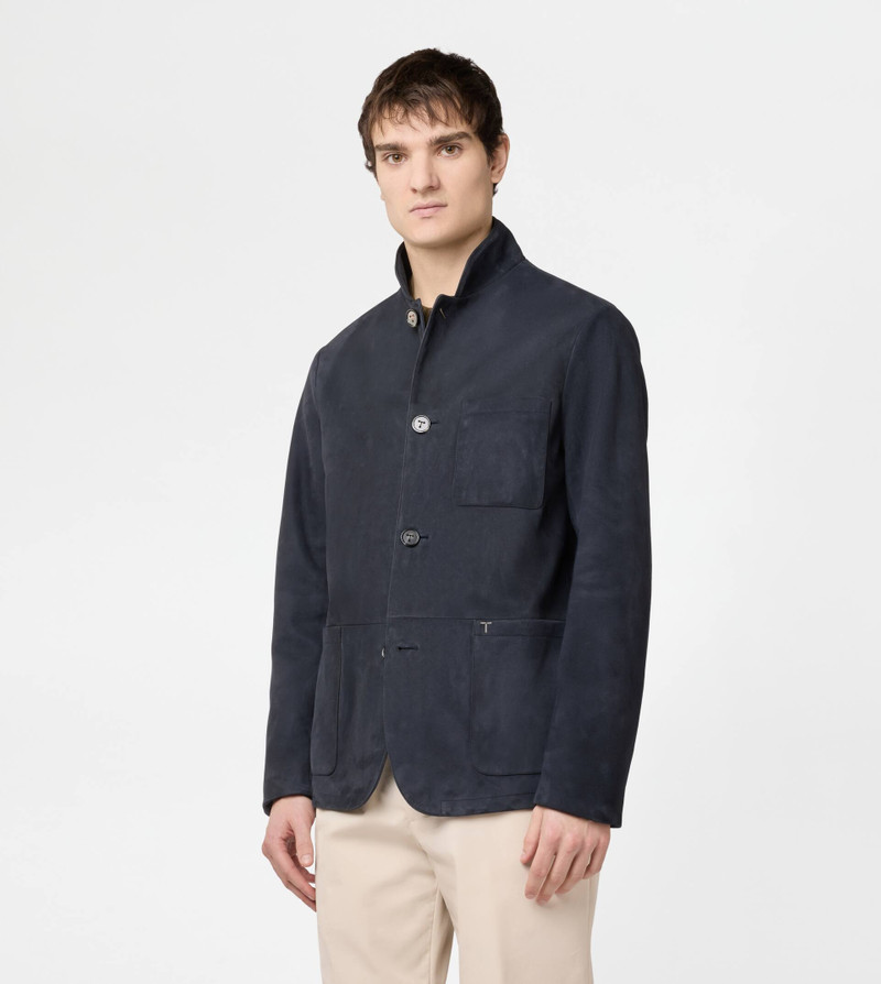 CASTELLO JACKET IN PASHMY SUEDE - BLUE 4