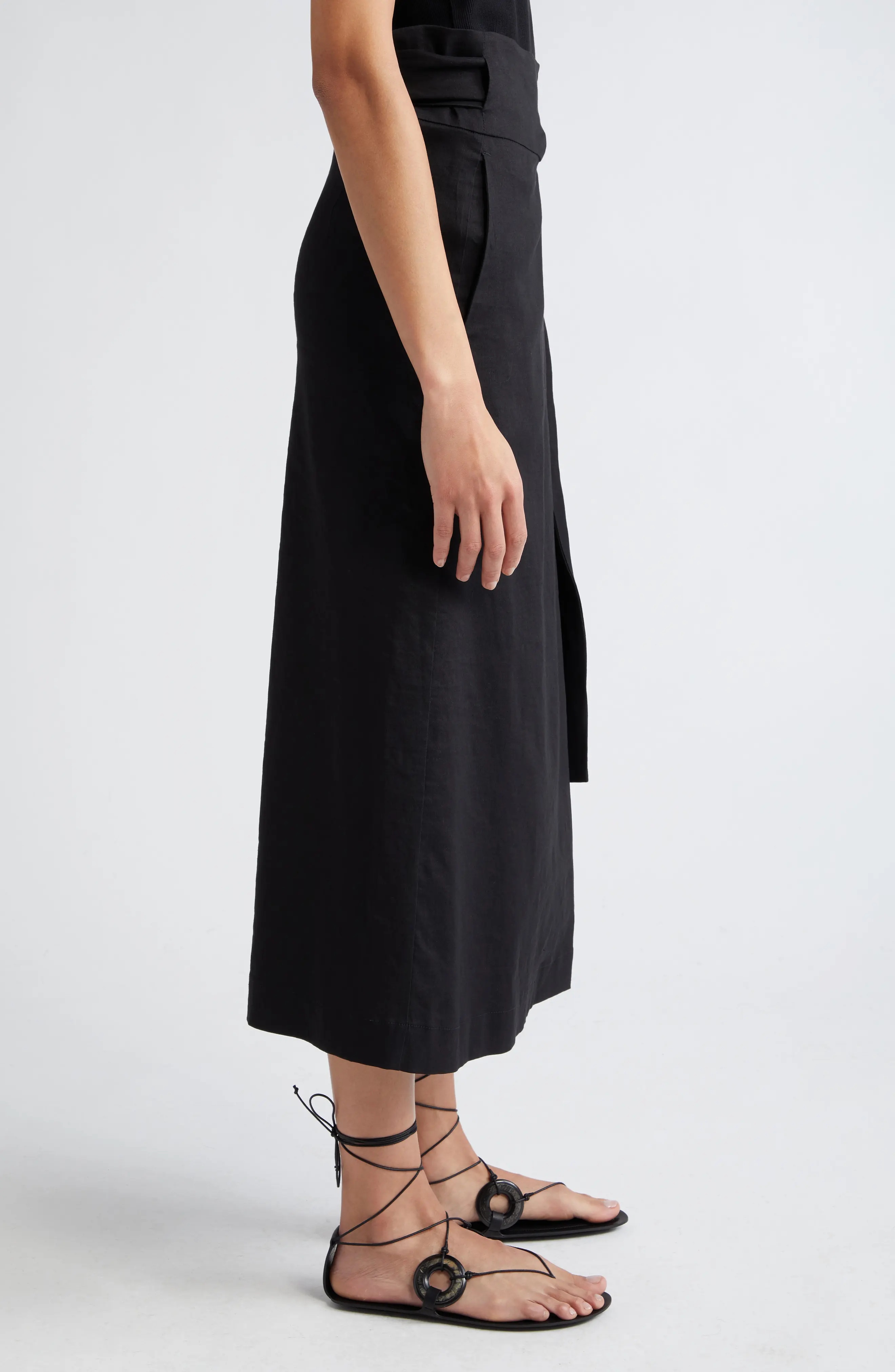 Linen Blend Wrap Skirt - 4