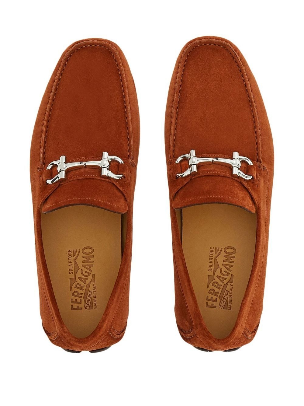 Gancini-plaque suede loafers - 4