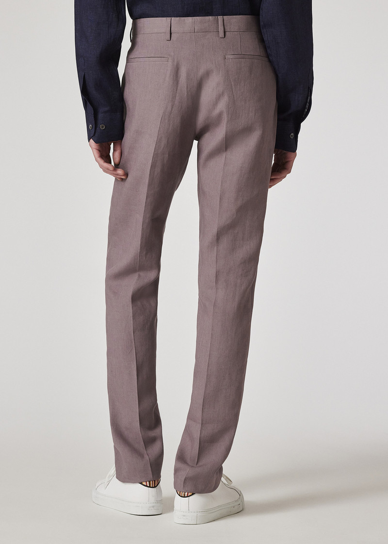 Dusty Mauve Linen Tapered-Fit Trousers 4