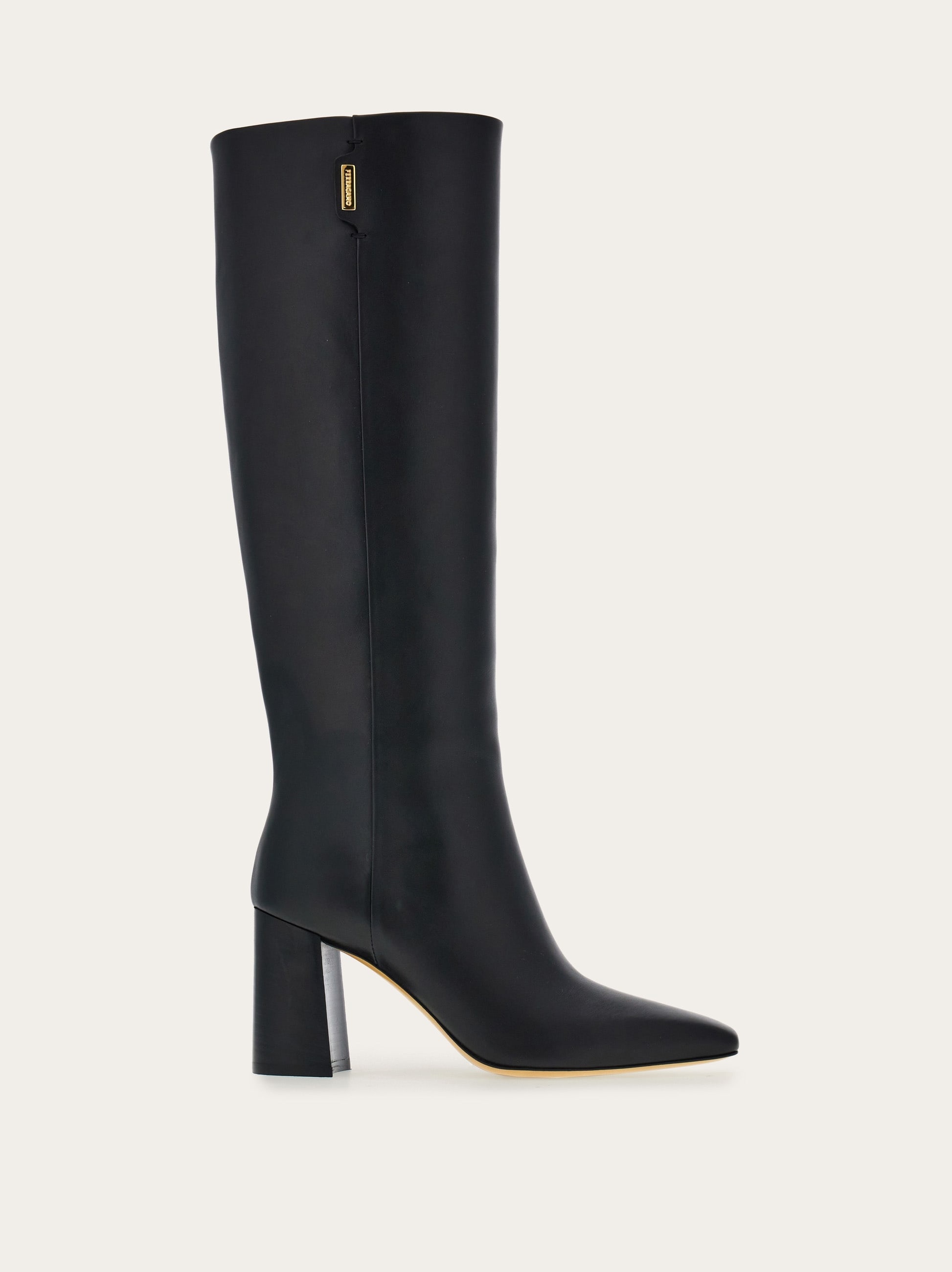 Knee high boot with golden tab - 1
