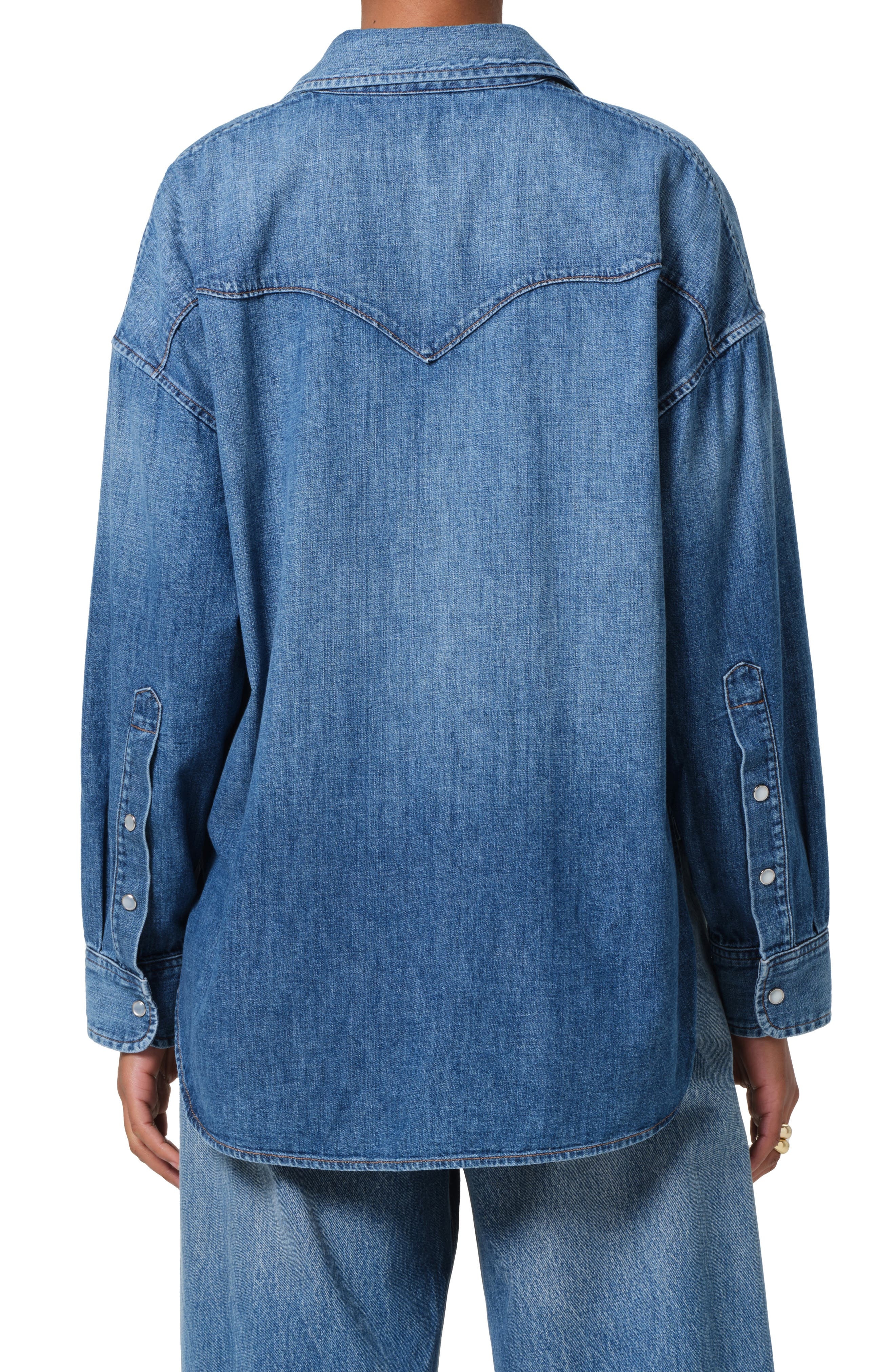 Citizens of Humanity Kayla Western Denim Snap-Up Shirt in Douro at Nordstrom - 2