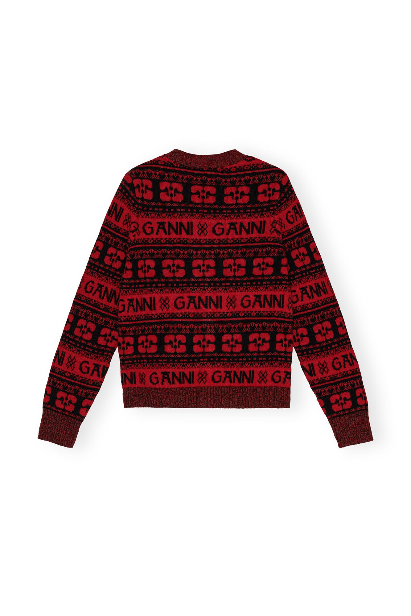 RED SEQUINS LOGO WOOL MIX CARDIGAN - 6