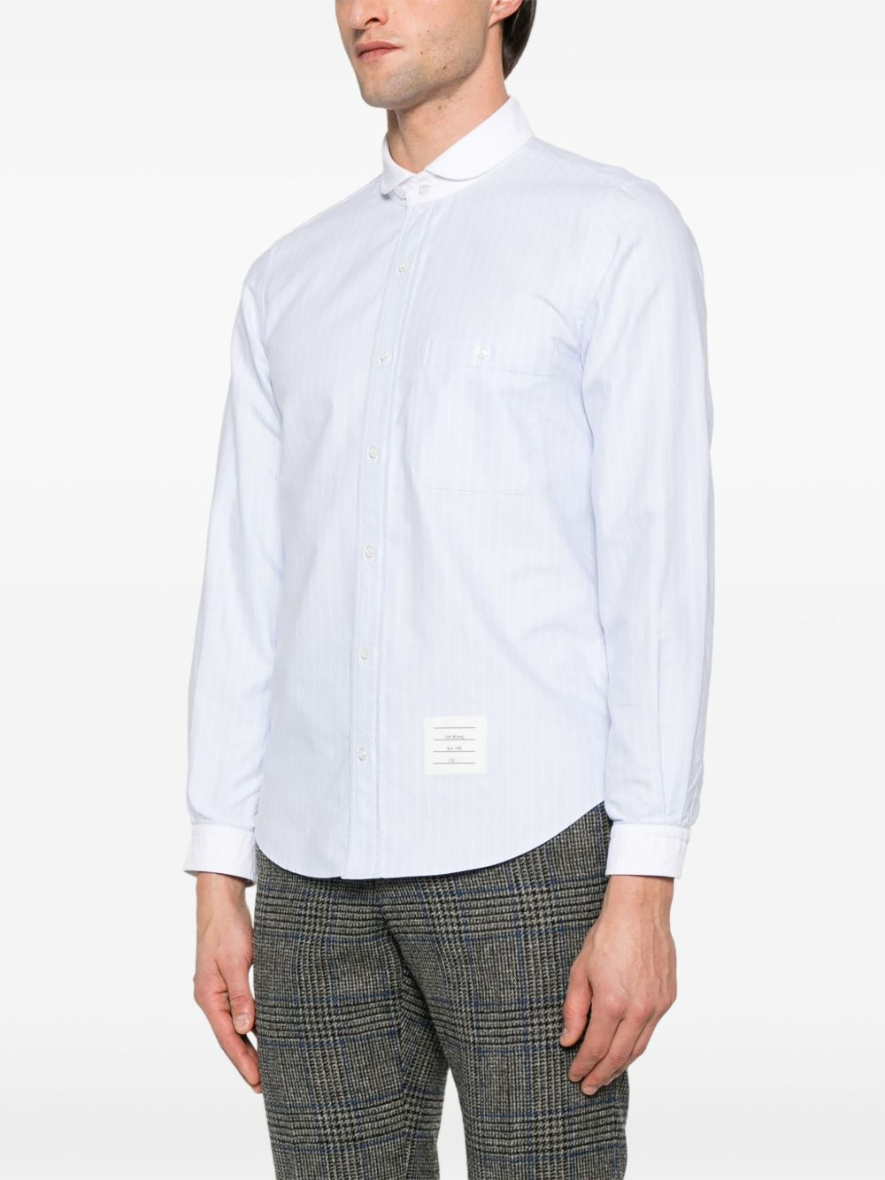pinstriped shawl-collar shirt - 3