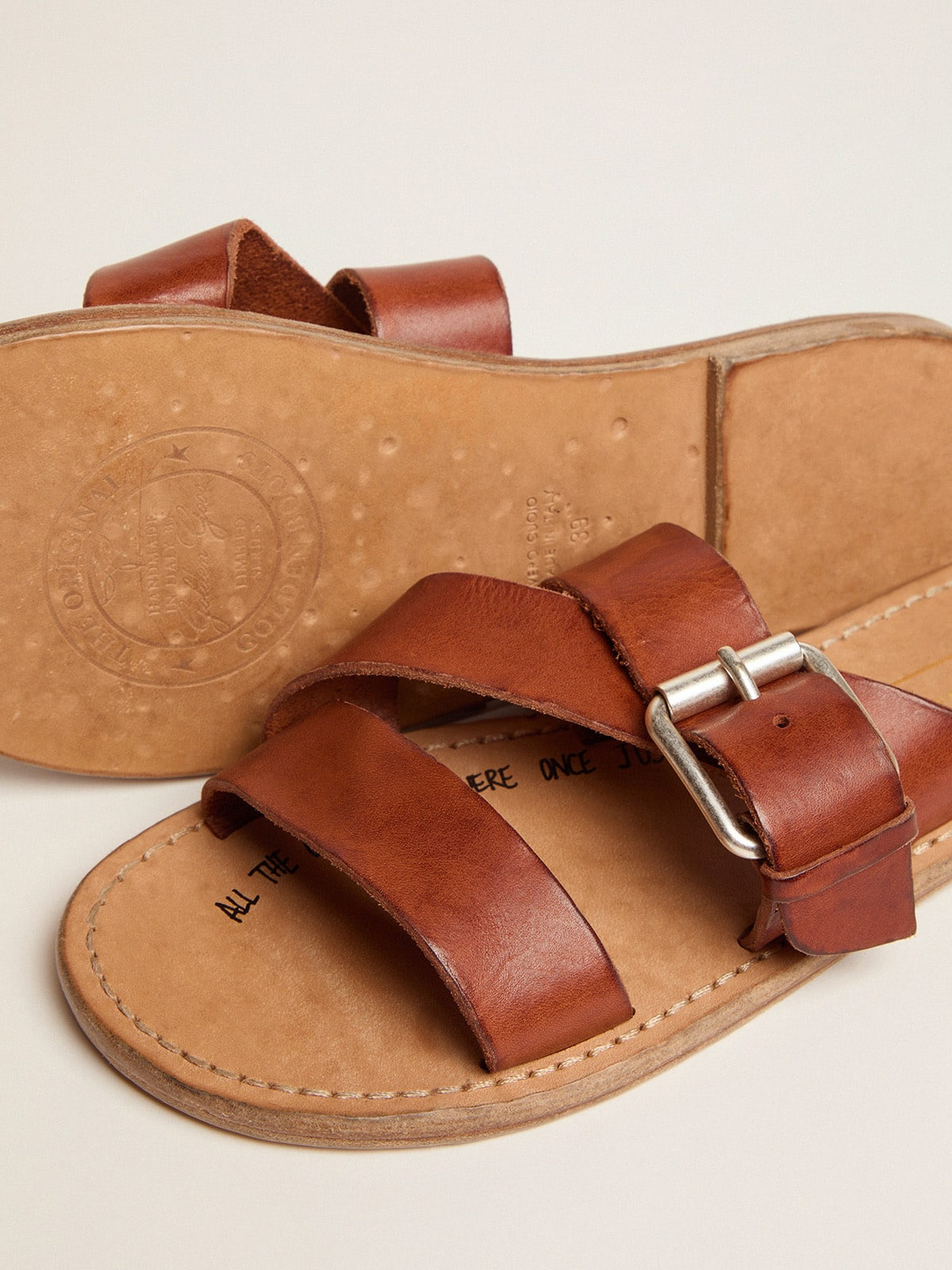 Margaret flat sandals in resin-coated leather - 3