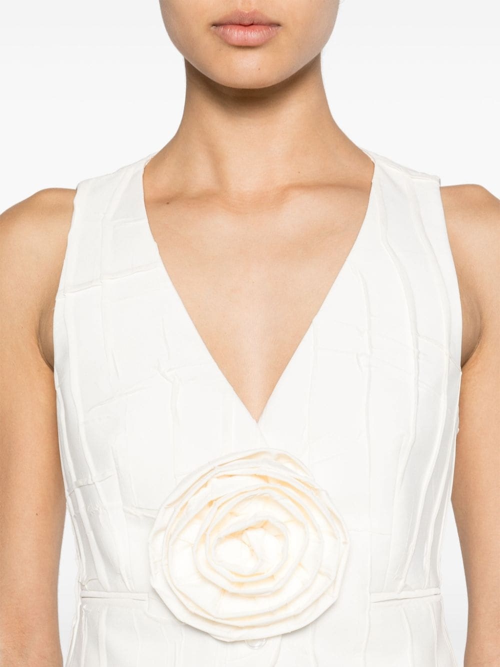 floral-applique pleated waistcoat - 5