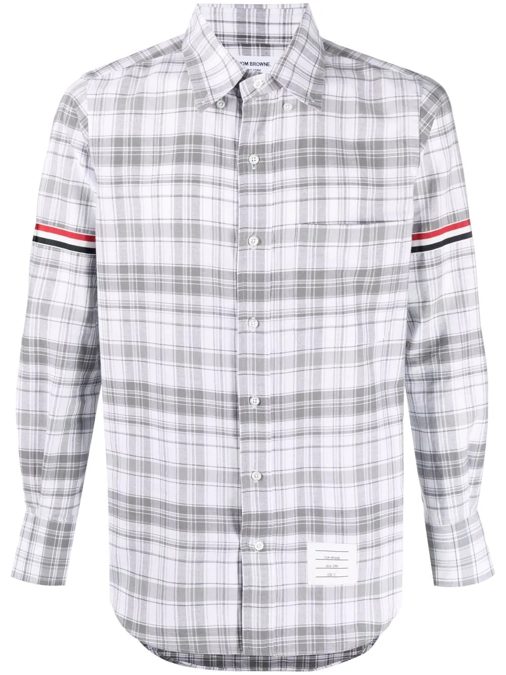 RWB-stripe check-pattern cotton shirt - 1