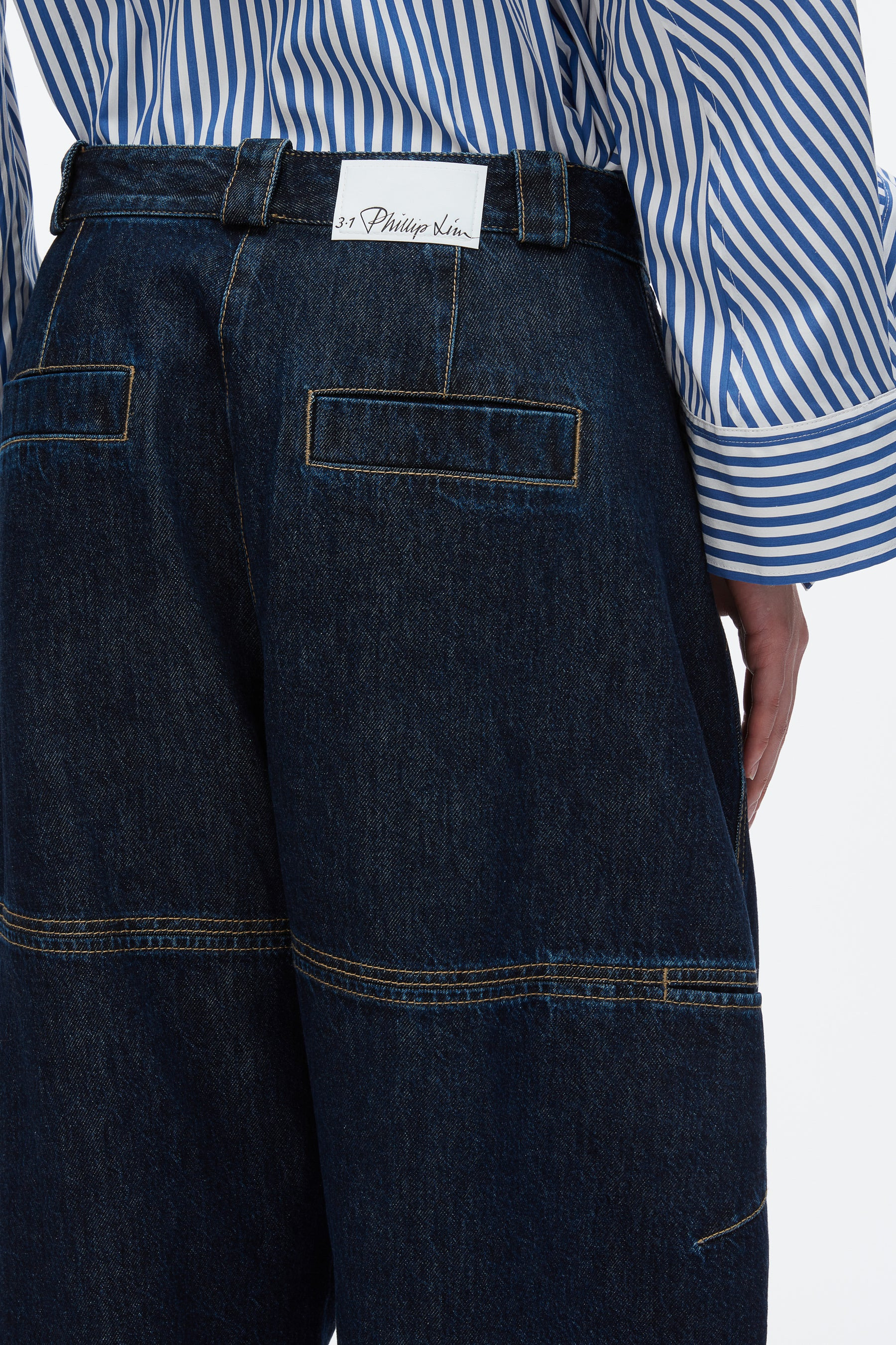 Curved Wide Leg Cropped Jean - 7