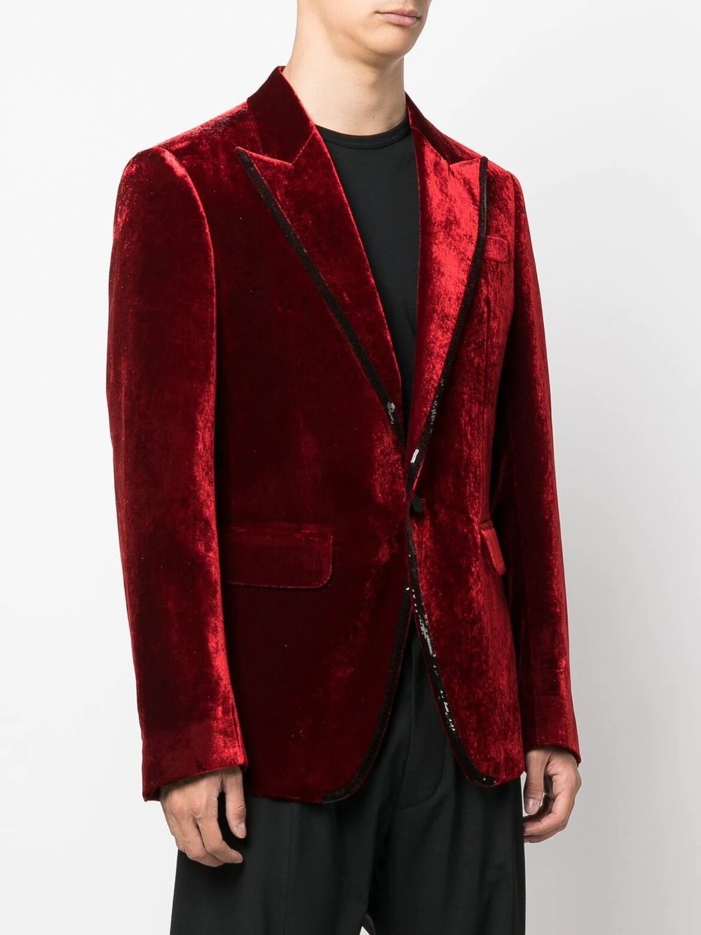 sequin-embellished velvet blazer - 3