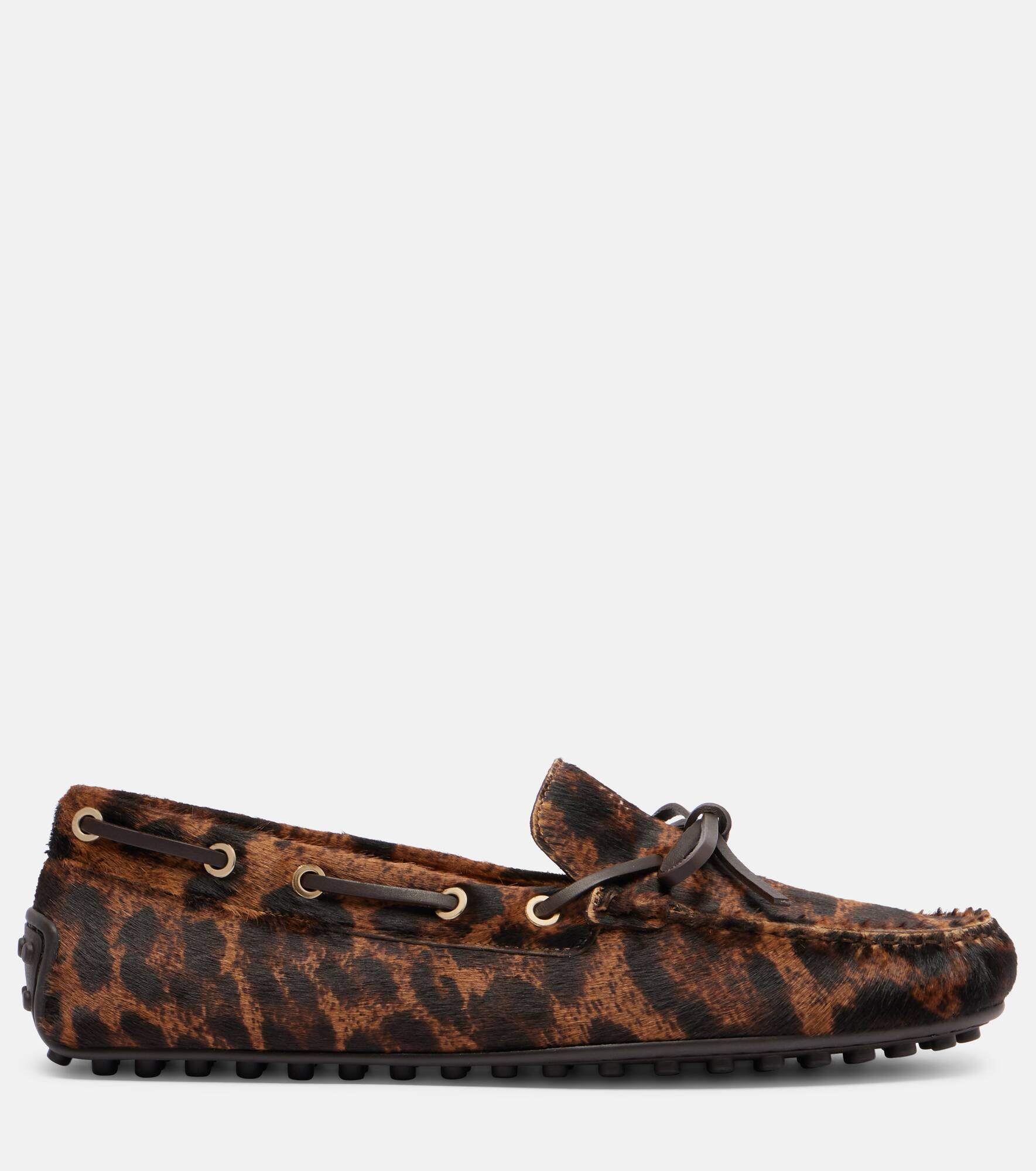 Gomma leopard-print calf hair boat shoes - 4