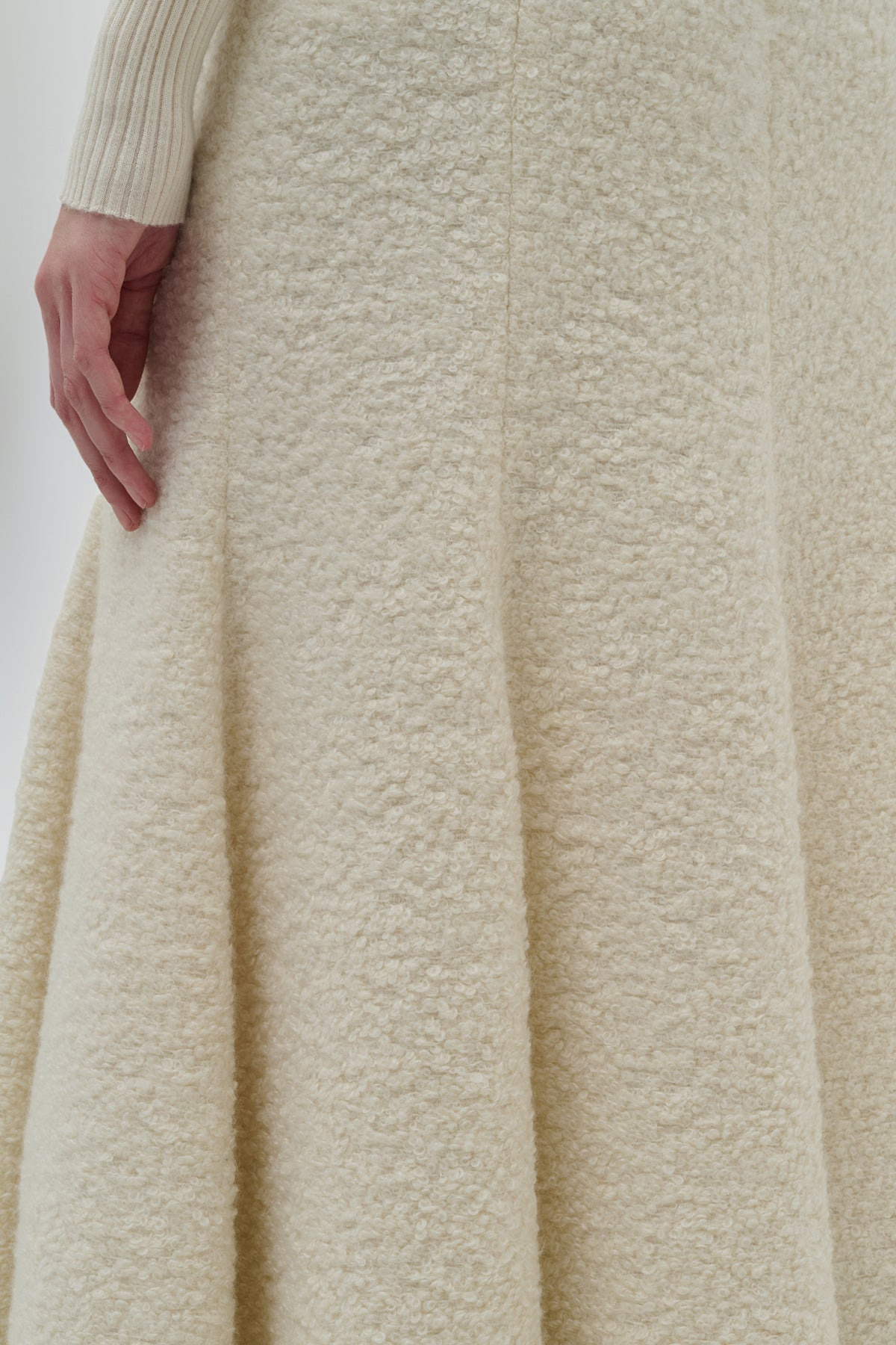 Amy Midi Skirt in Ivory Recycled Cashmere Boucle - 5