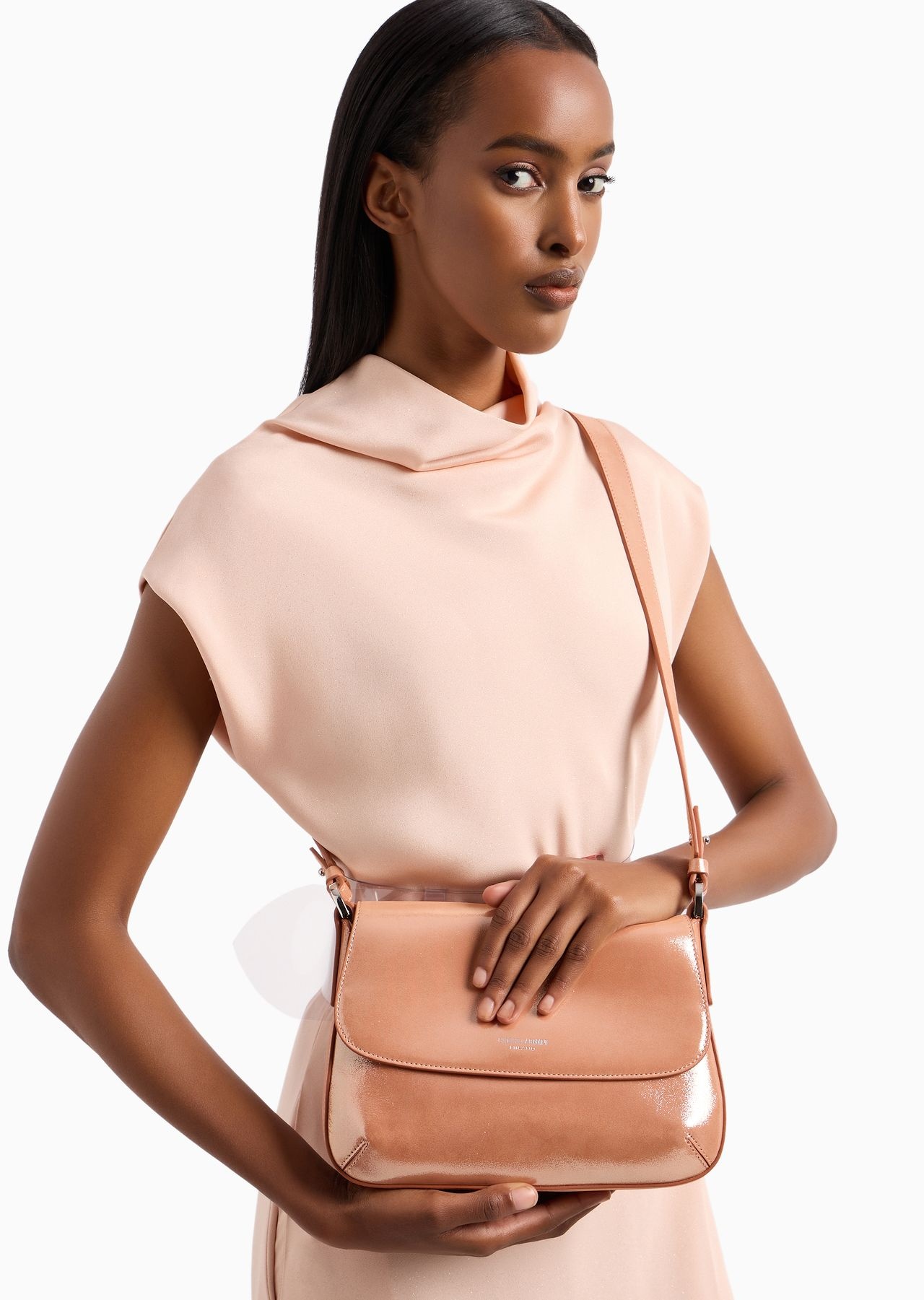 La Prima Soft small baguette bag in shiny nubuck - 13