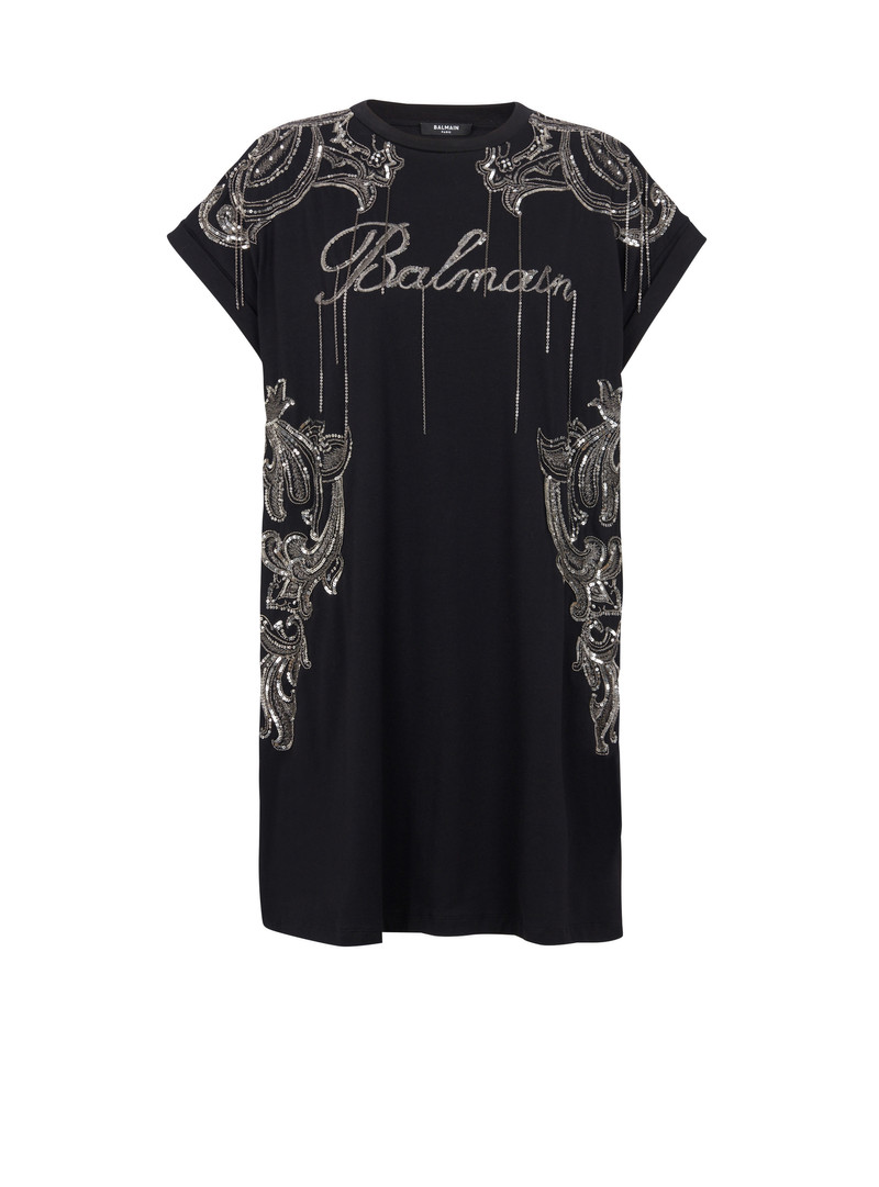 Balmain 서명 체인 자수 티셔츠 드레스 - 1