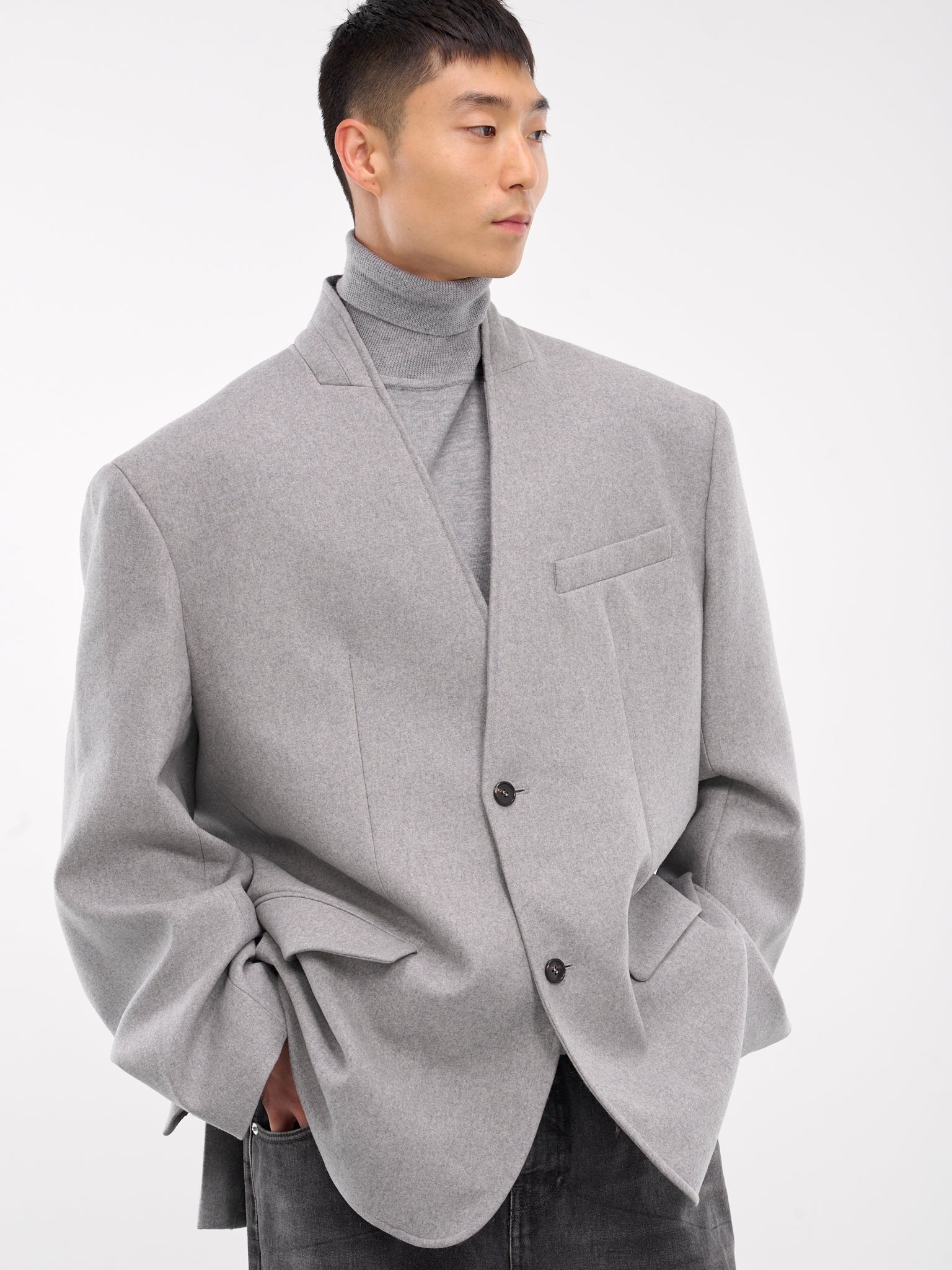 Lapelless Blazer - 5