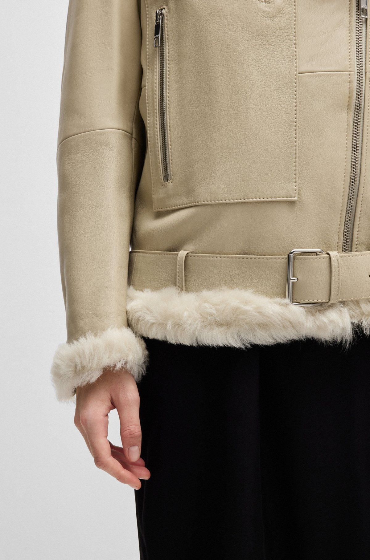 LEATHER JACKET WITH SHEEPSKIN TRIMS - 6