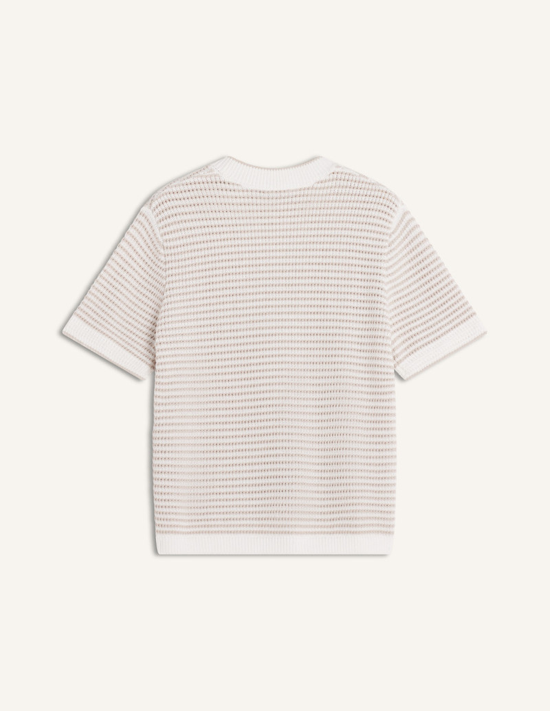 LACE KNIT STRIPED SHORT SLEEVE JUMPER 3