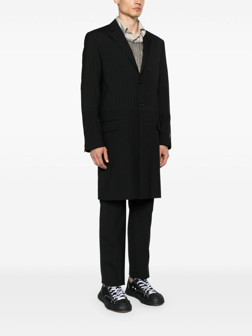 panelled single-breasted coat - 3