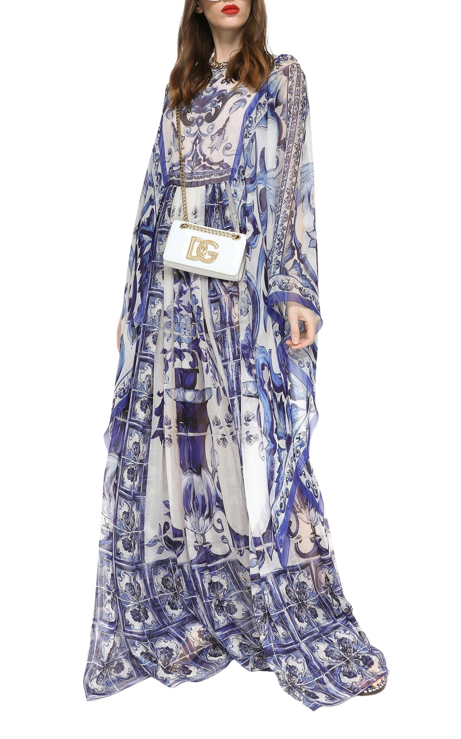 Blu Mediterraneo Painterly Chiffon Kimono Dress - 2
