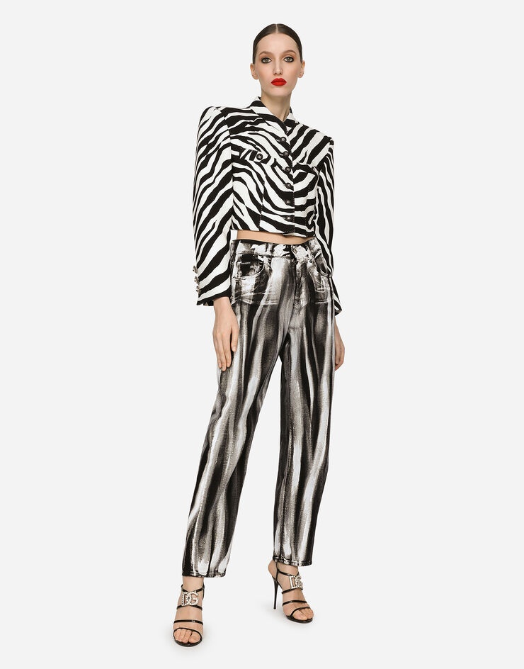 Striped-effect coated boyfriend jeans - 2