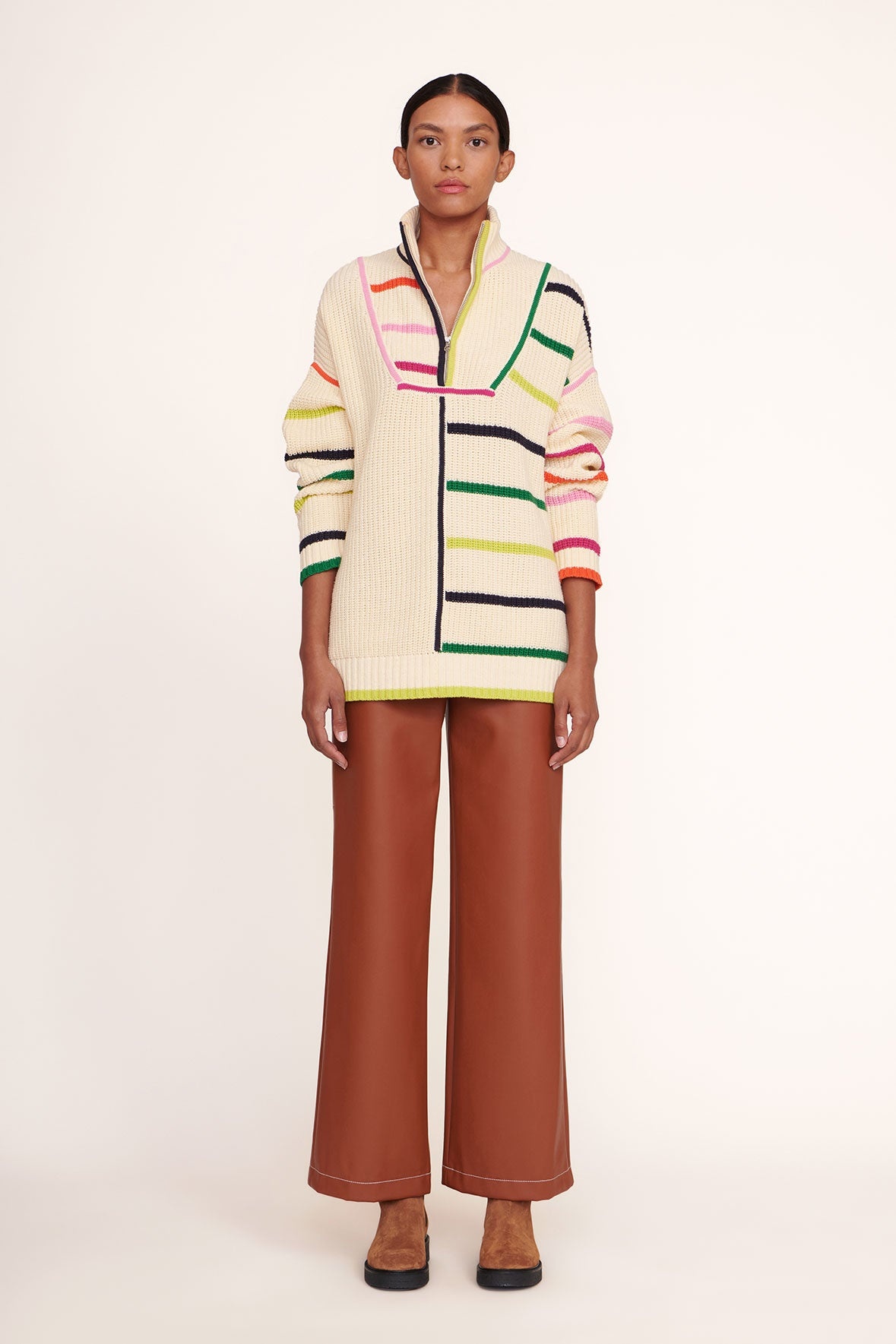 STAUD HAMPTON SWEATER CREME RAINBOW MULTI - 2
