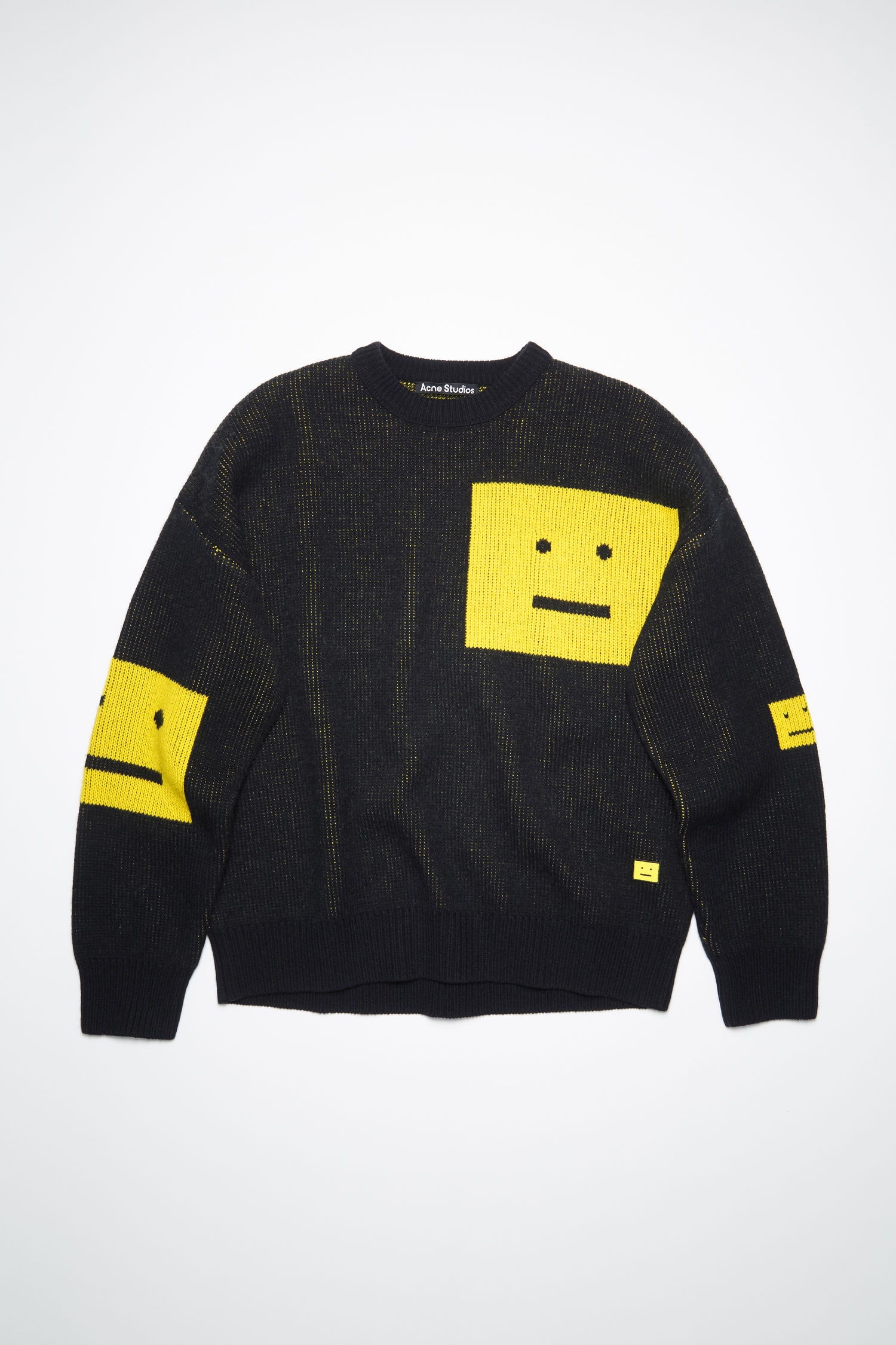 Wool face sweater - Black/yellow - 1