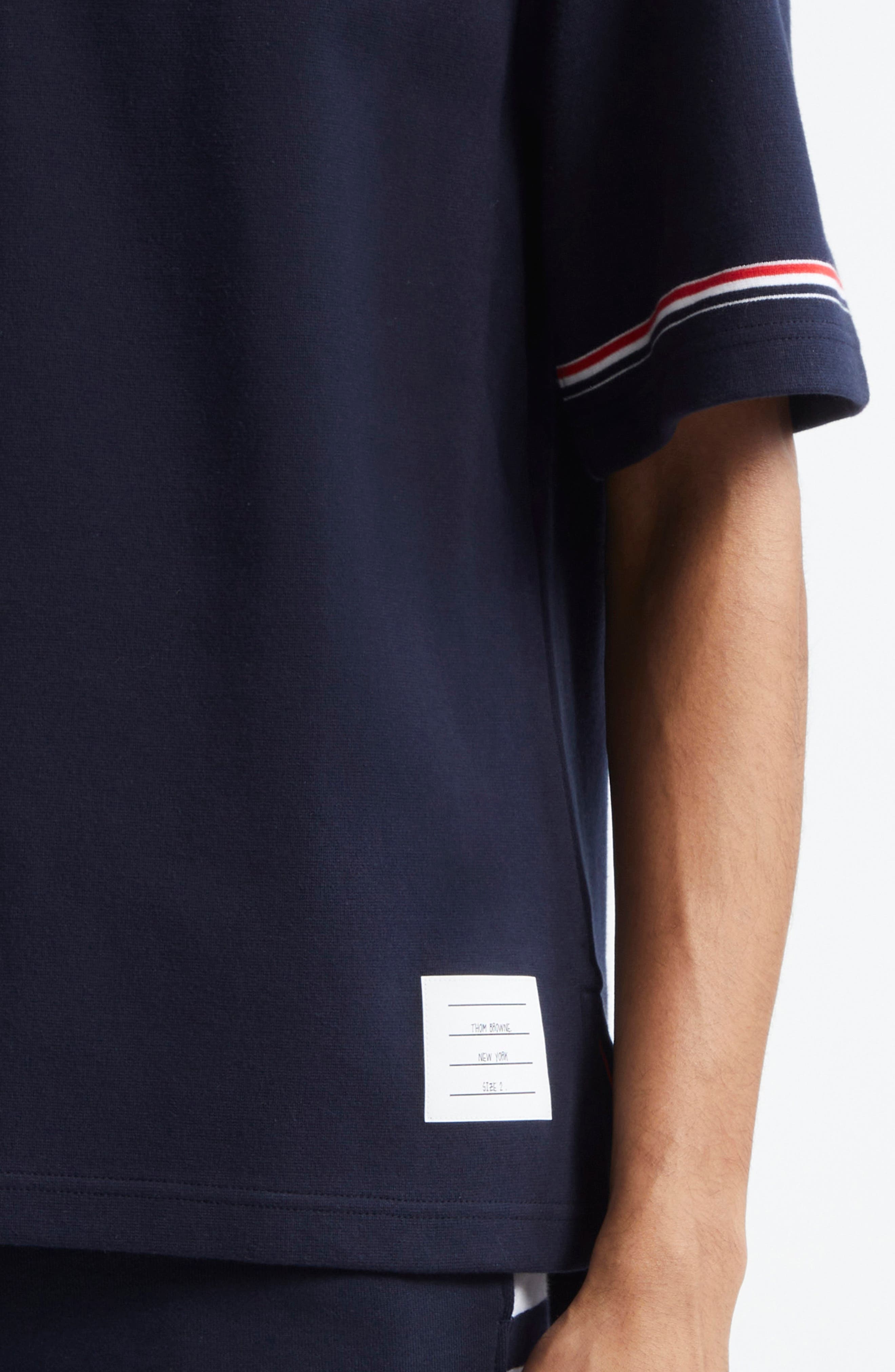 Thom Browne Rugby Fit Short Sleeve Cotton T-Shirt in Navy at Nordstrom - 5