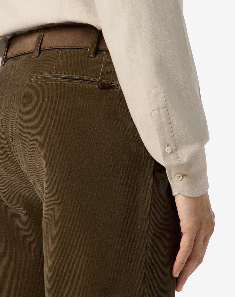 Brown 1500-striped stretch cotton corduroy trousers 5