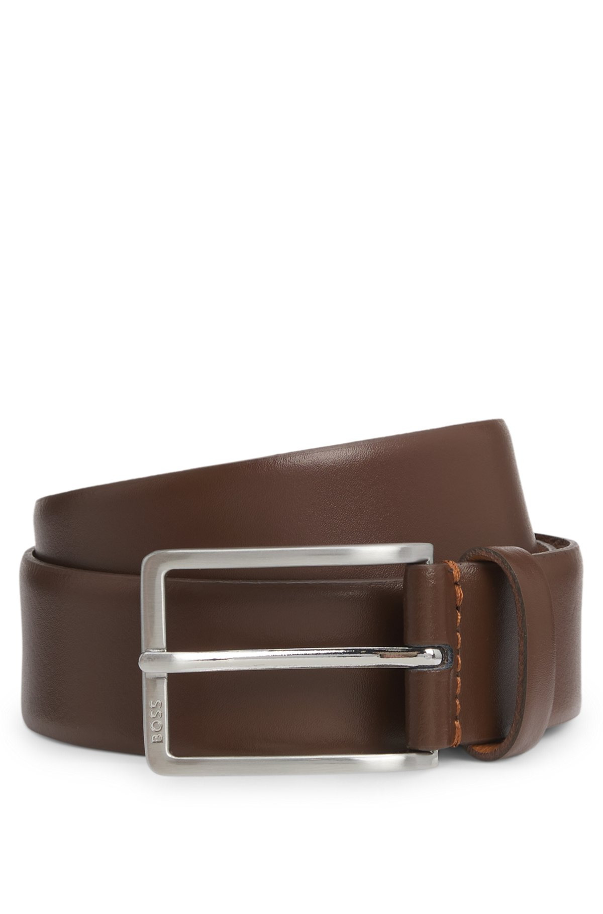 SMOOTH-LEATHER BELT WITH LOGO-ENGRAVED BUCKLE - 1