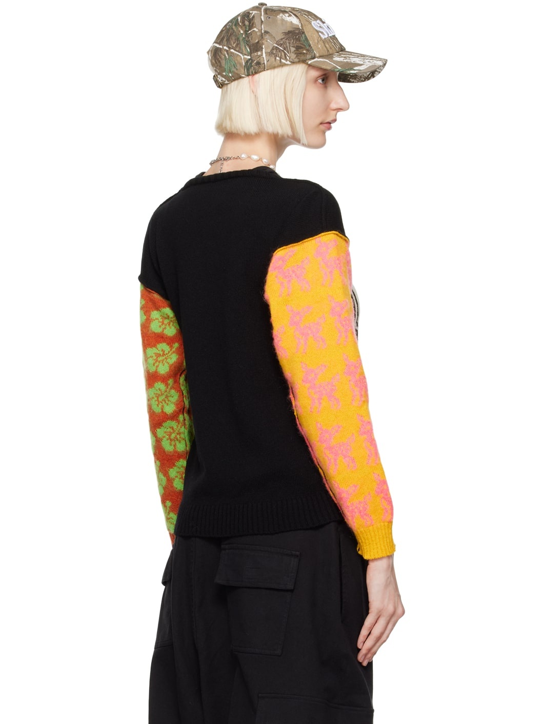 Black & Multicolor Patchwork Sweater - 3