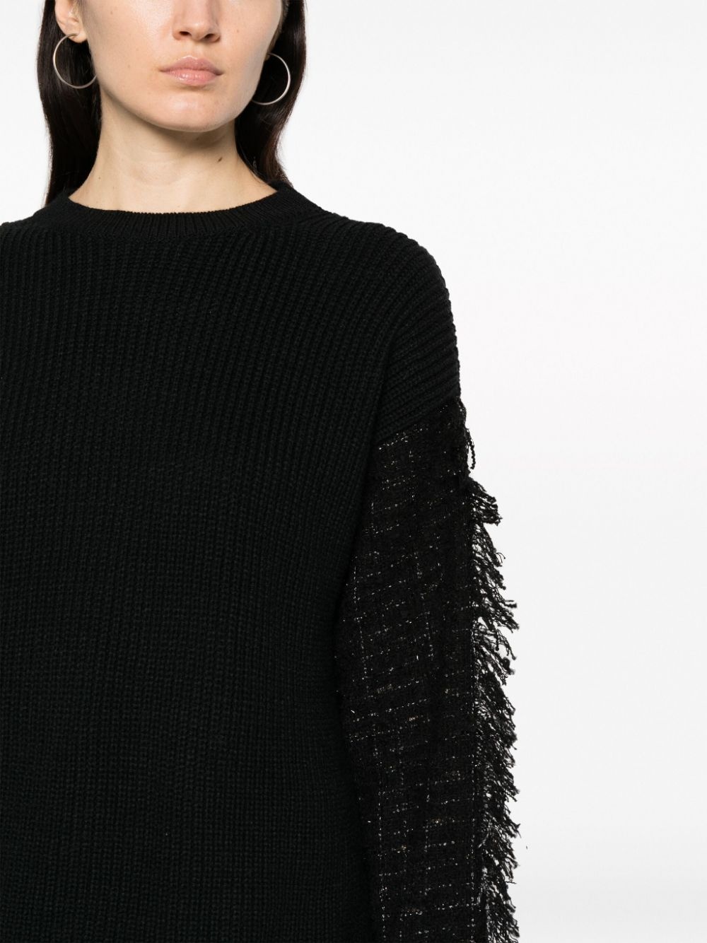frayed-detaling ribbed-knit jumper - 5