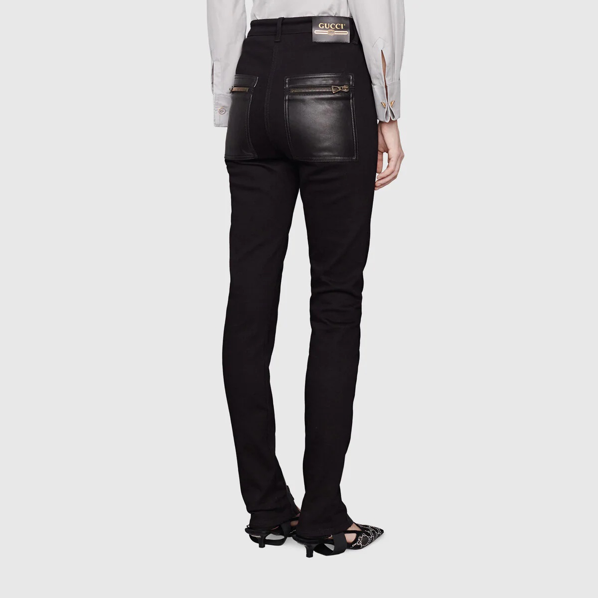 Zip pant with and leather pockets - 5