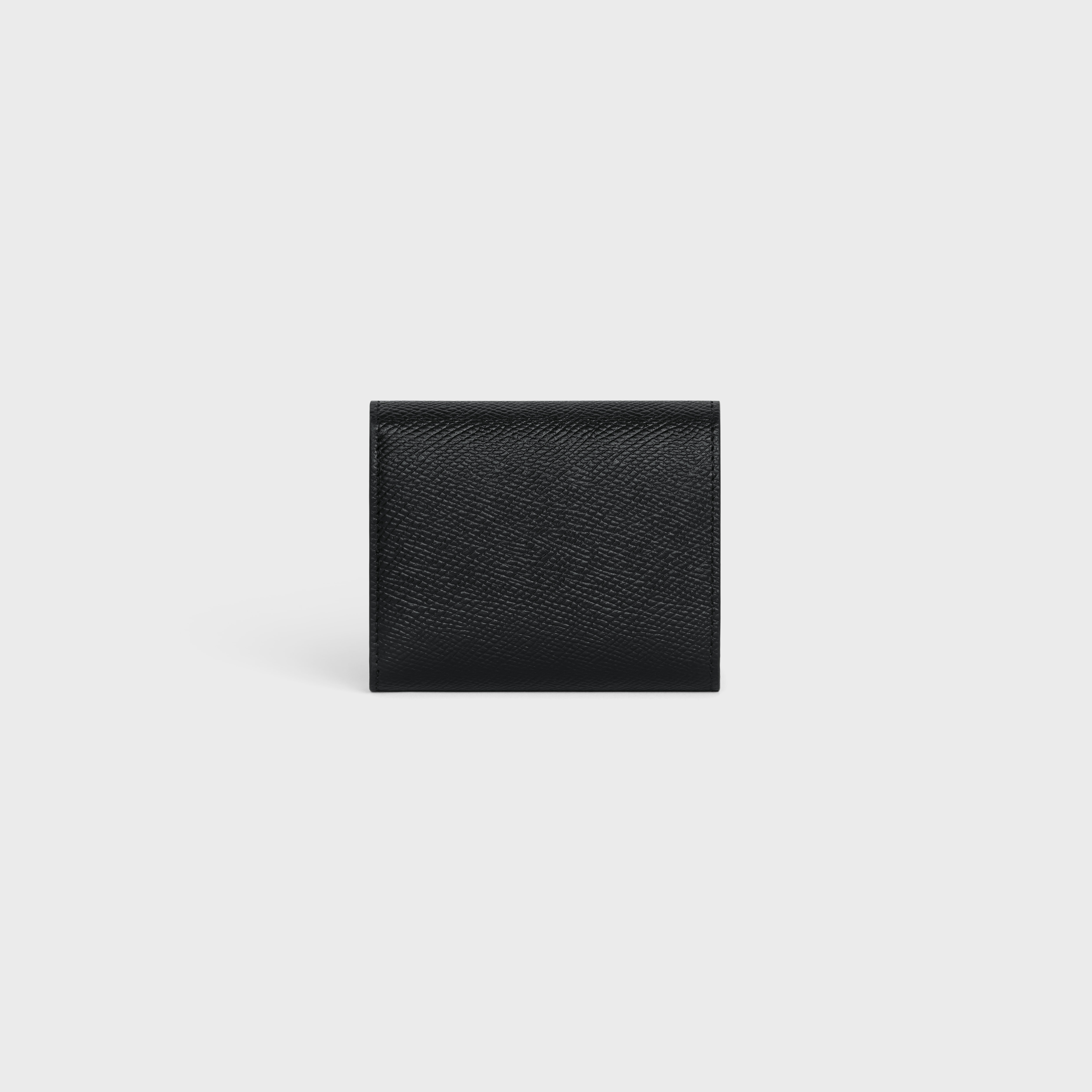 SMALL TRIFOLD WALLET IN GRAINED CALFSKIN - GREY