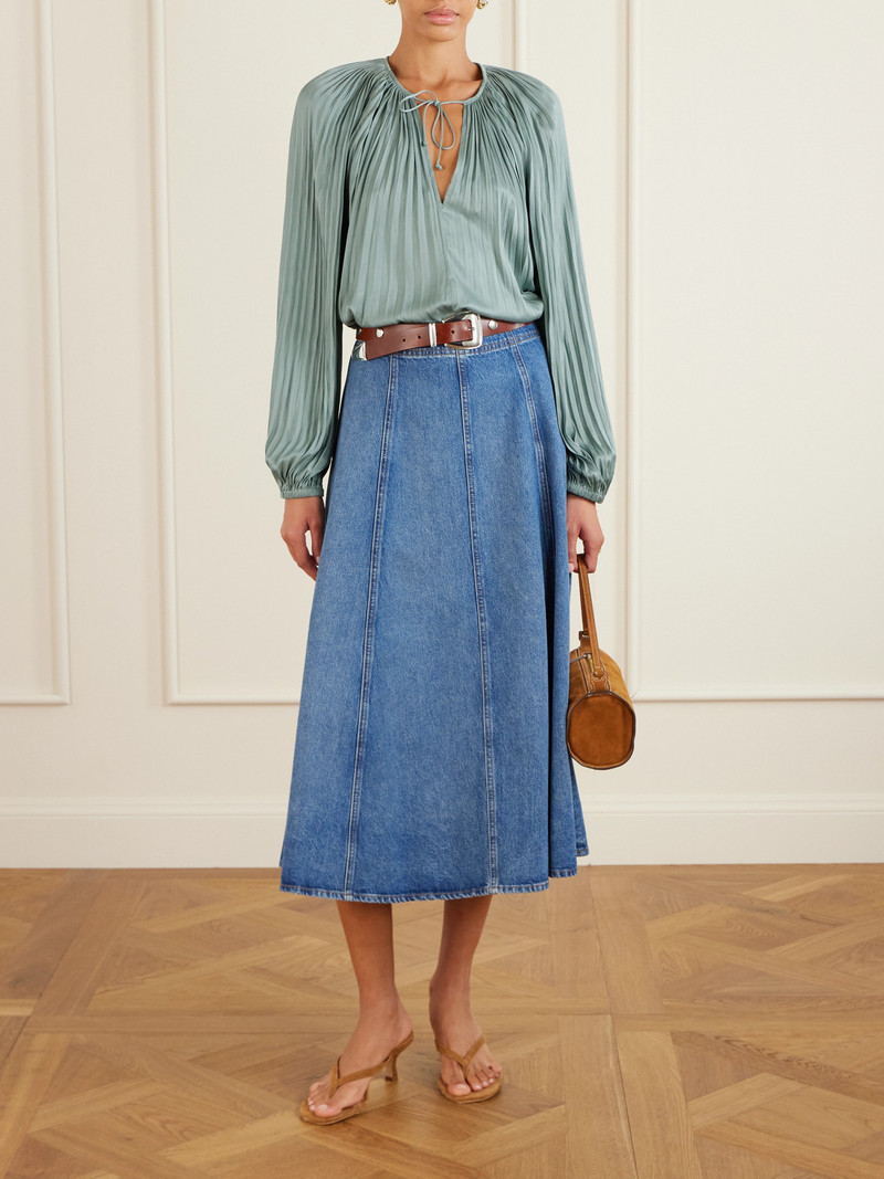 ULLA JOHNSON Electra Pleated Satin Blouse outlook