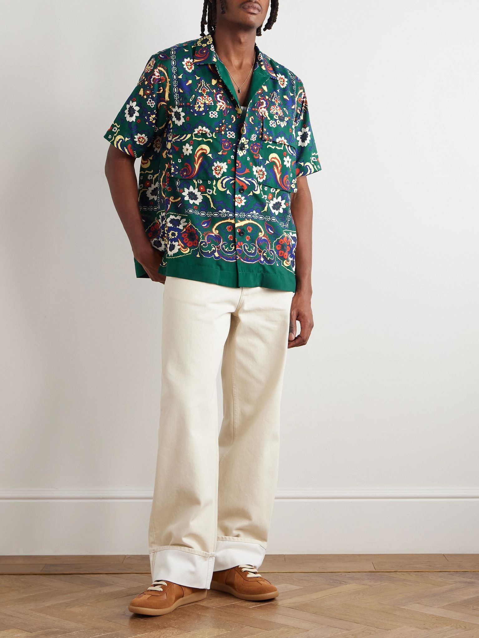 Paisley-Print Shell Shirt Green - 2