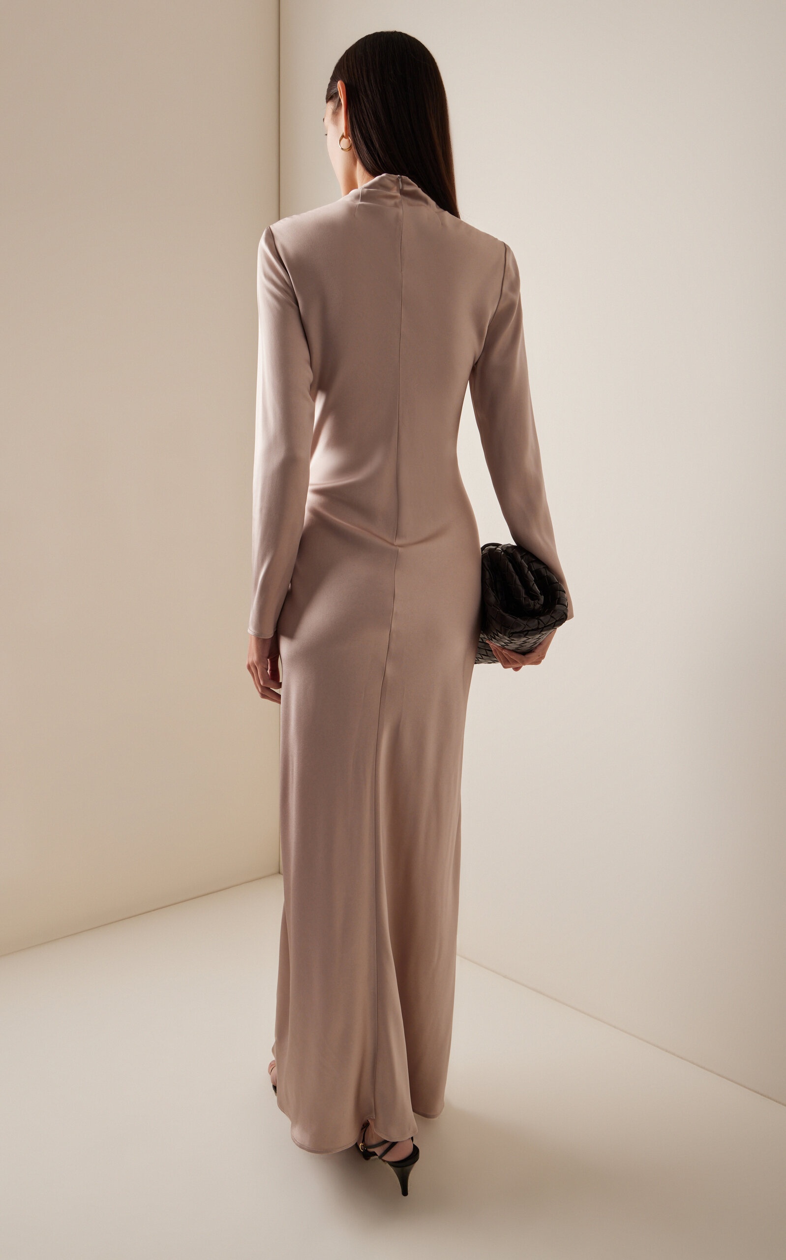 Exclusive Gathered Satin Maxi Dress metallic - 4