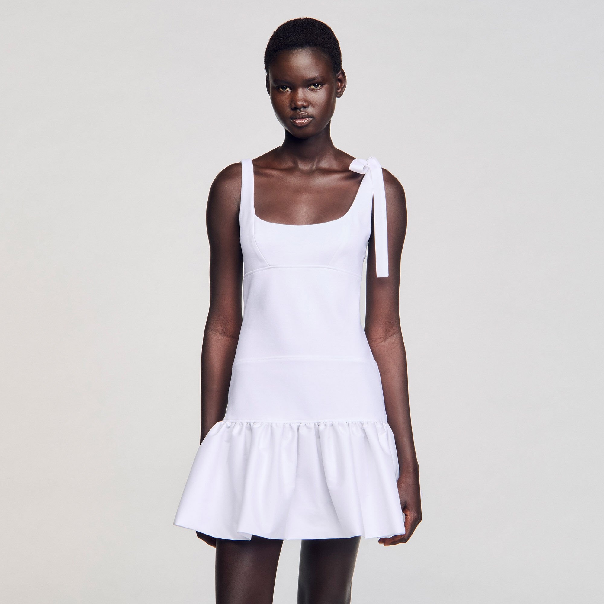 DUAL-MATERIAL MINI DRESS - 4