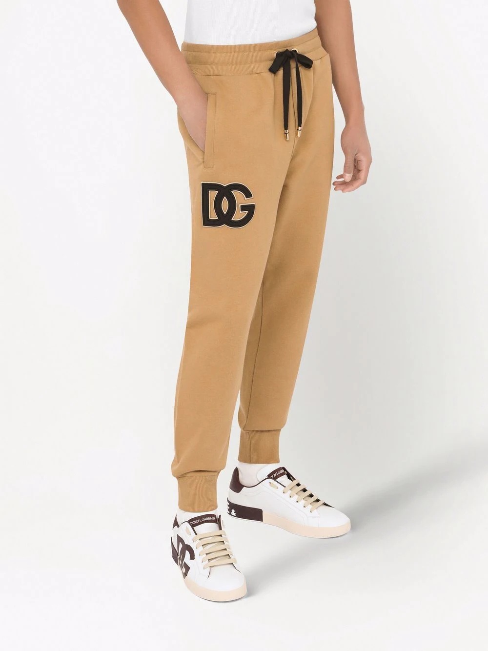 logo-patch cotton track trousers - 5