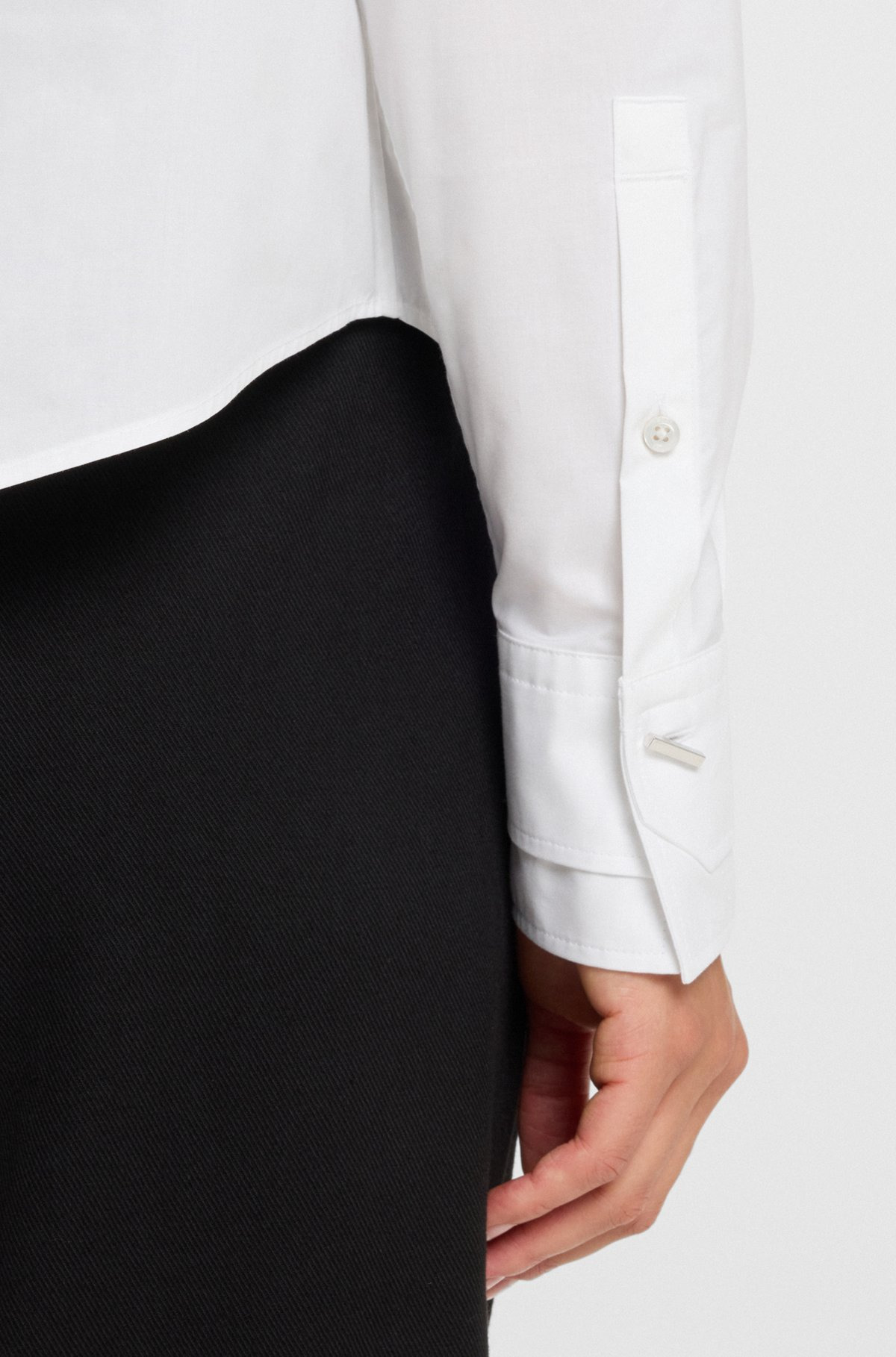 REGULAR-FIT BLOUSE IN COTTON POPLIN WITH CONCEALED PLACKET - 6