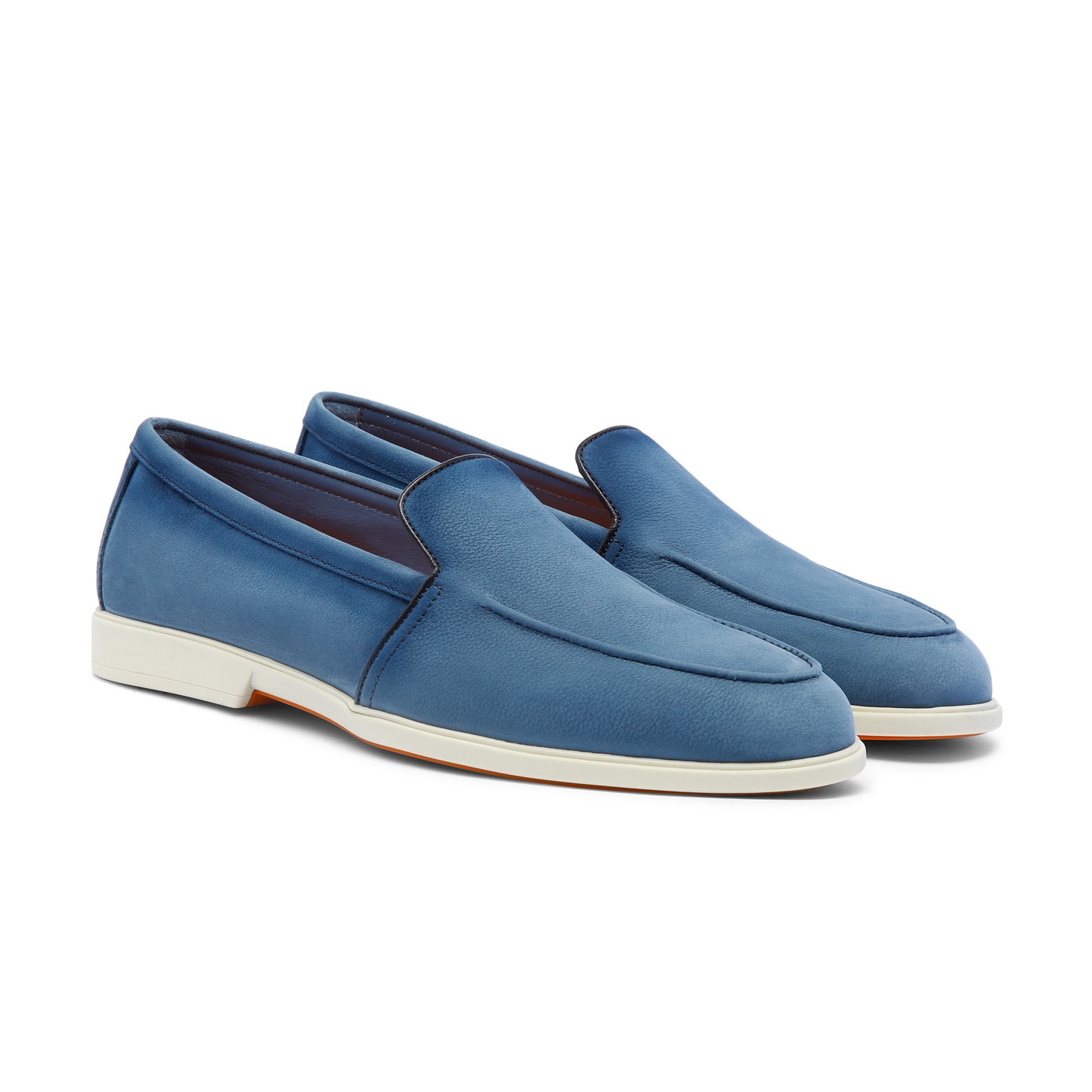 Men's light blue tumbled nubuck loafer - 2