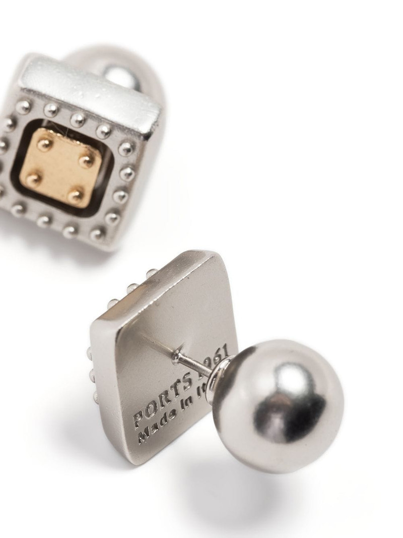 two-tone square earrings 3